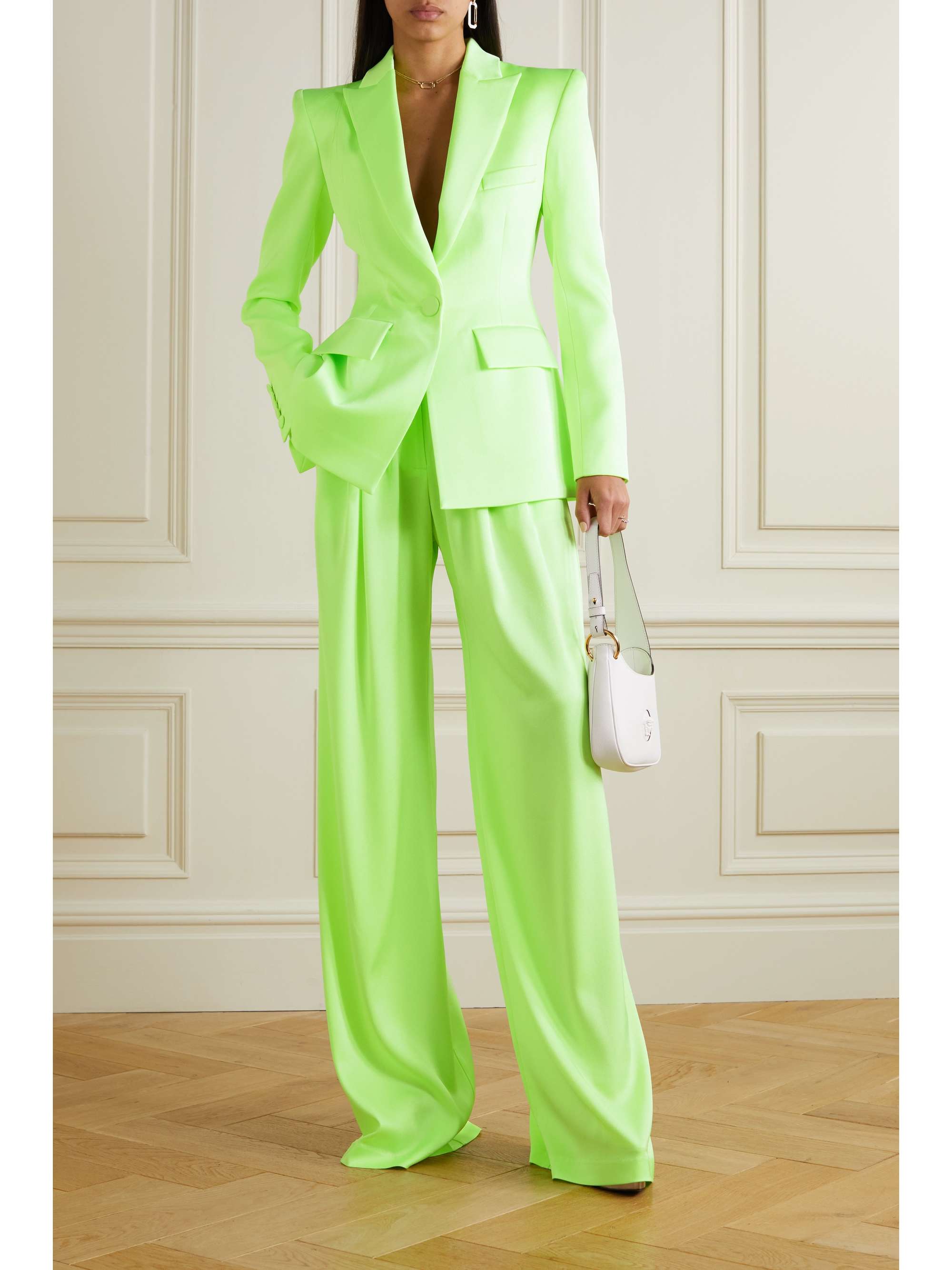 ALEX PERRY Hutton satin-crepe wide-leg pants