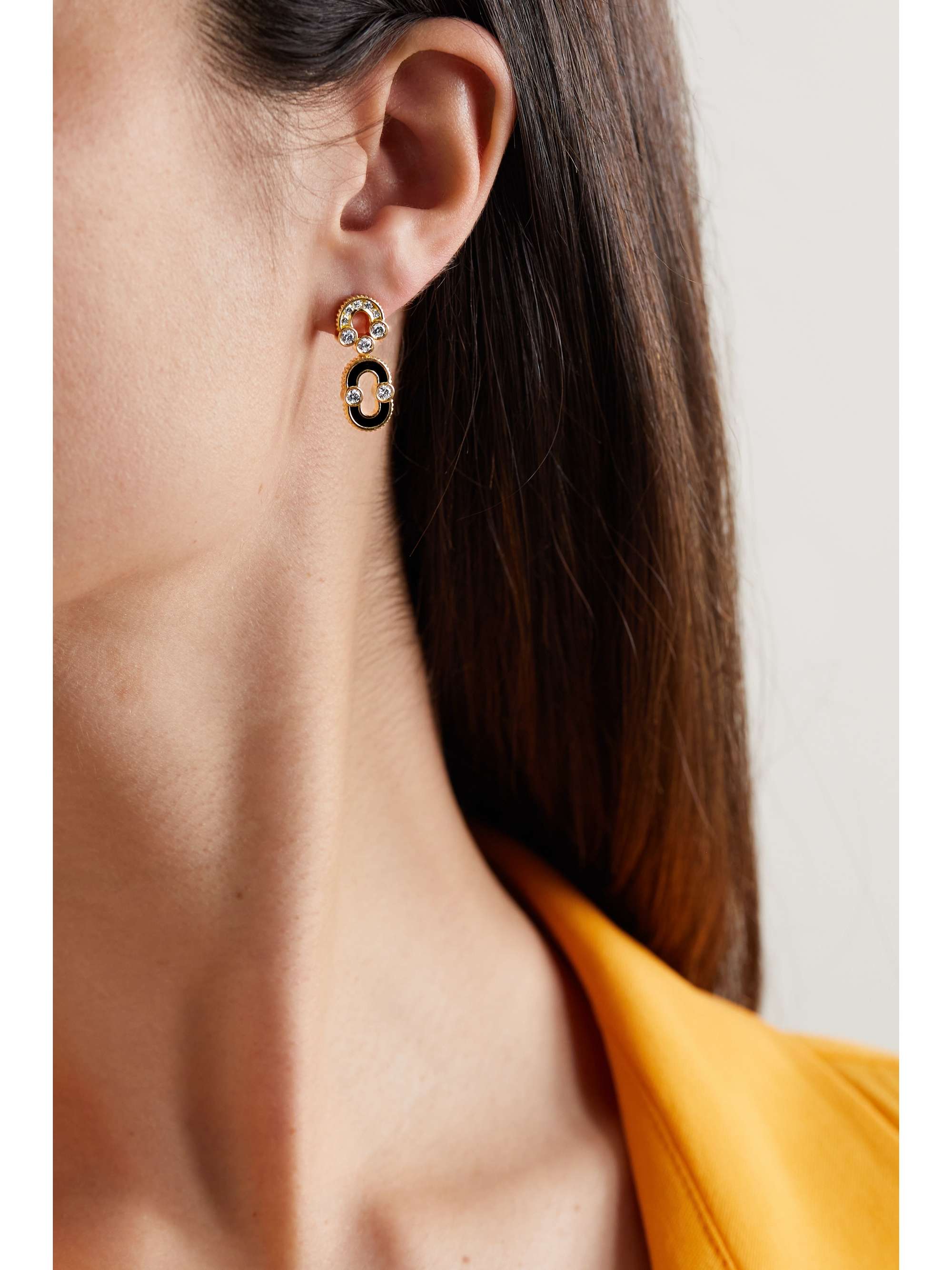 VILTIER Magnetic Solo 18-karat gold, onyx and diamond earrings
