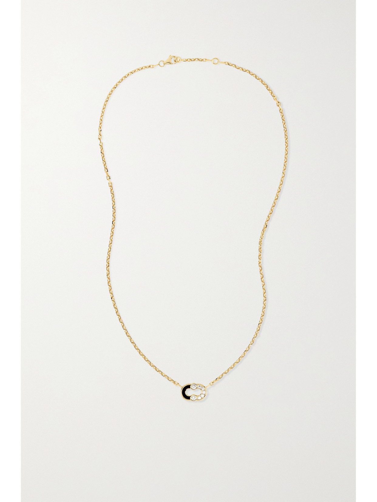 Viltier Magnetic Necklace In Semi Onyx, 18k Yellow Gold And Diamonds In Gold