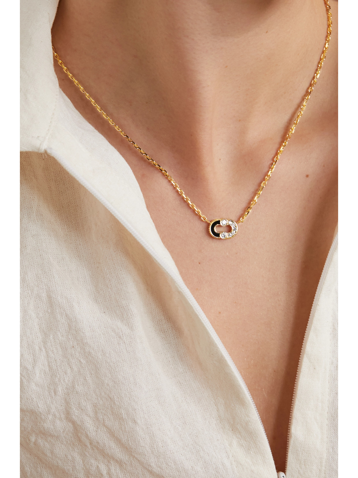 Shop Viltier Magnetic 18-karat Gold, Onyx And Diamond Necklace