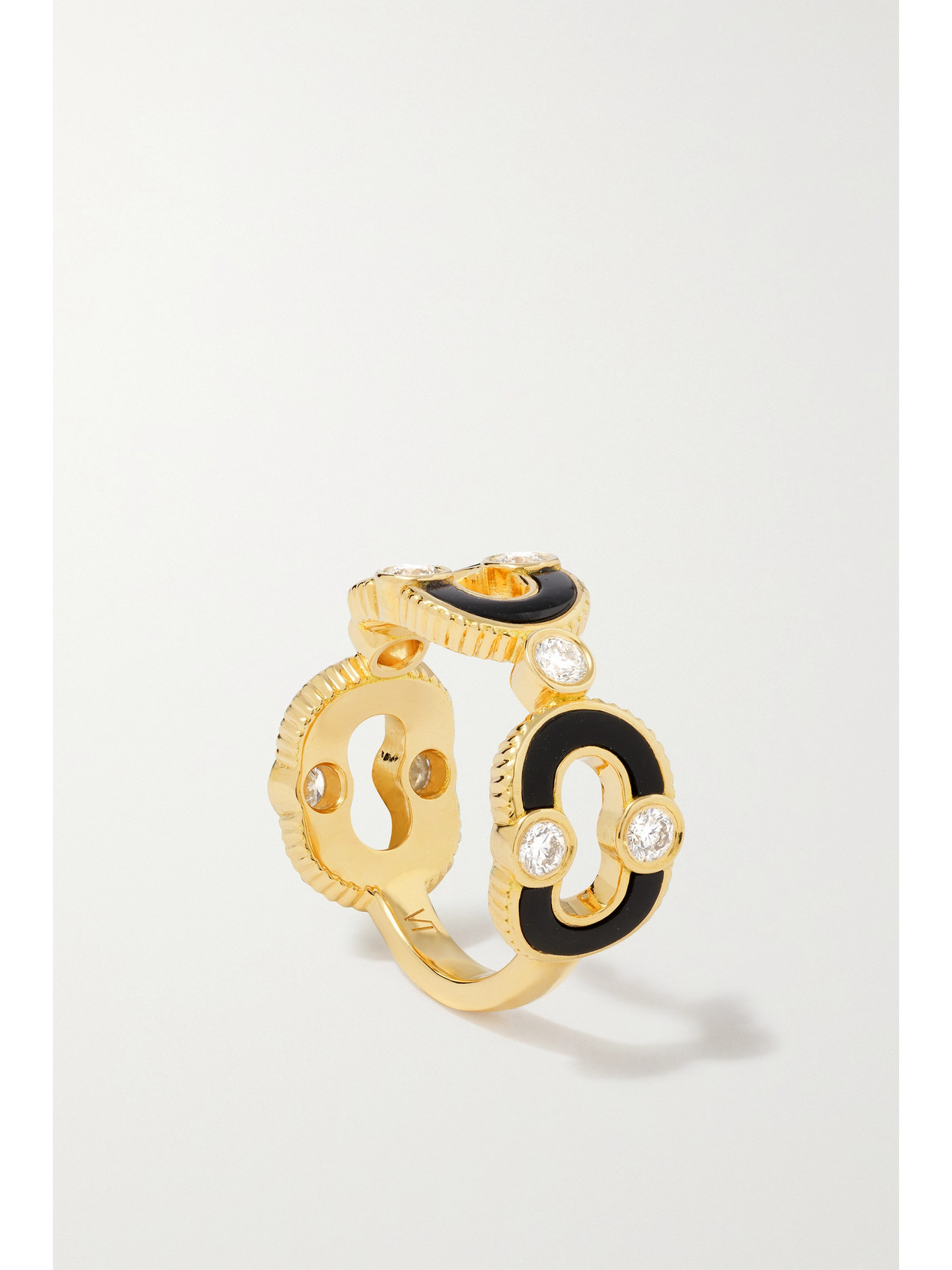 Shop Viltier Magnetic Enchainee 18-karat Gold, Diamond And Onyx Ring