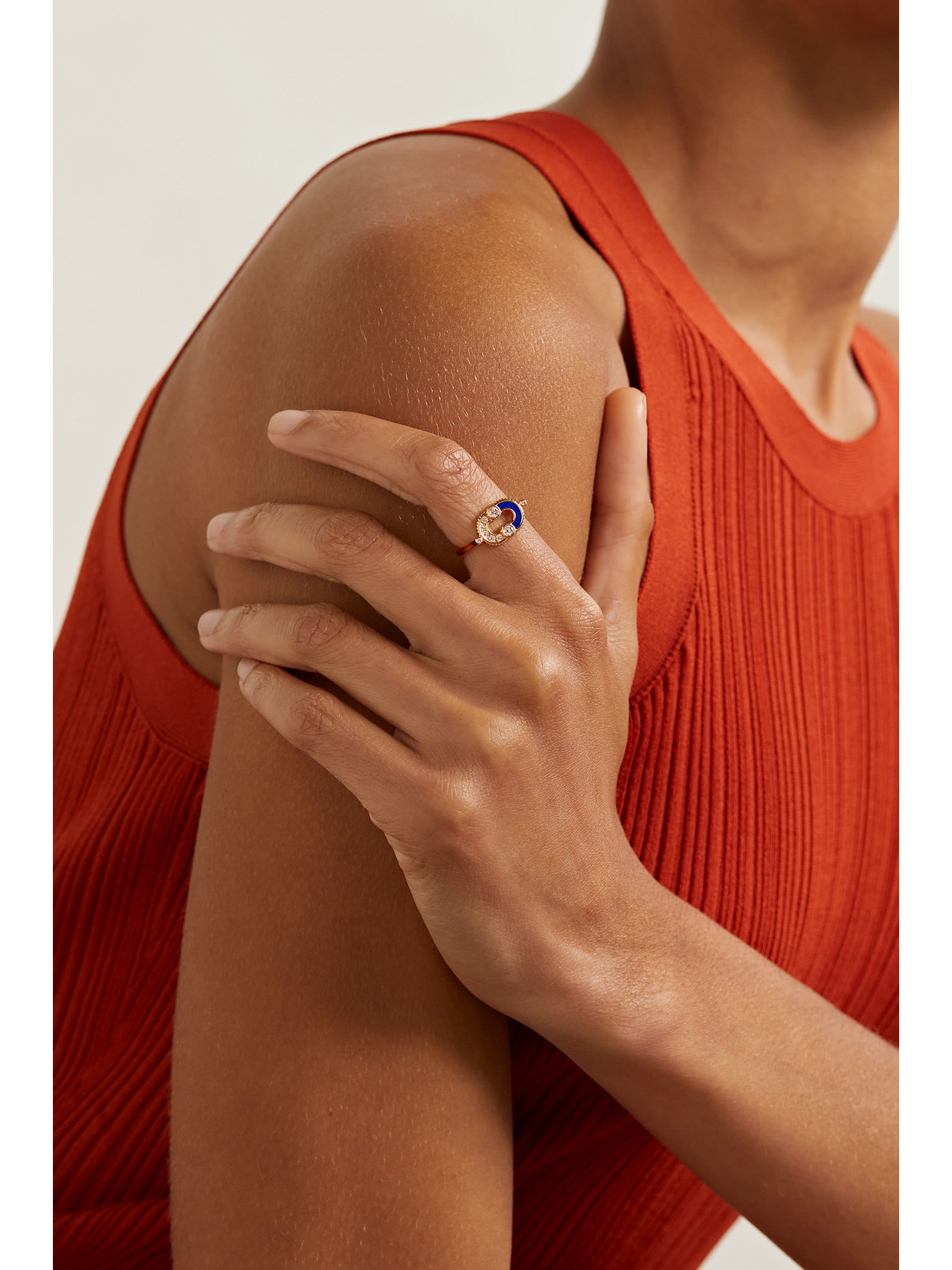 Viltier Magnetic Lapis Lazuli Semi Ring In 18k Yellow Gold And Diamonds In Gold