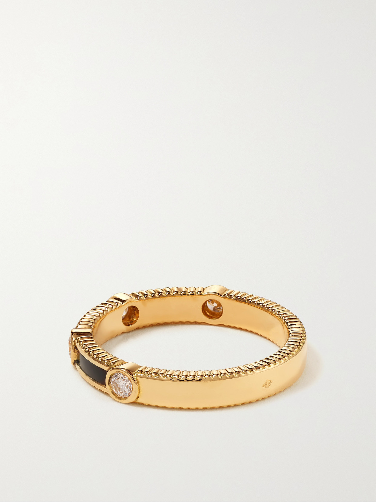 Viltier Rayon Ring In Onyx, Yellow Gold And Diamonds In Gold