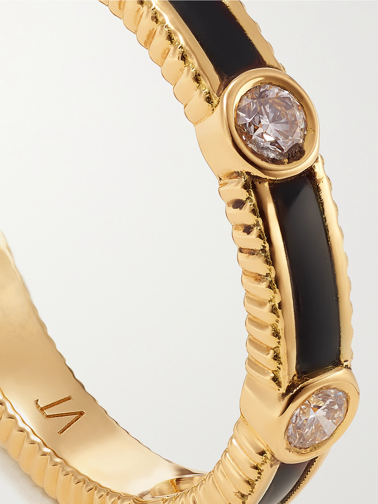 Viltier Rayon Ring In Onyx, Yellow Gold And Diamonds In Gold