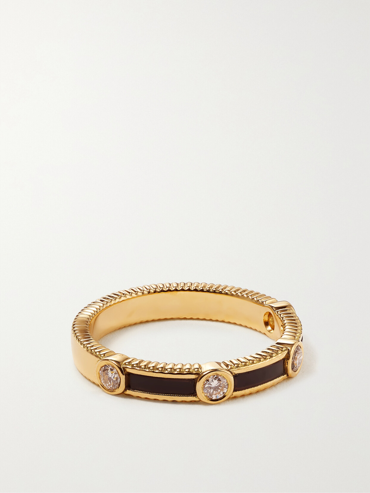 Viltier Rayon Ring In Onyx, Yellow Gold And Diamonds In Yg