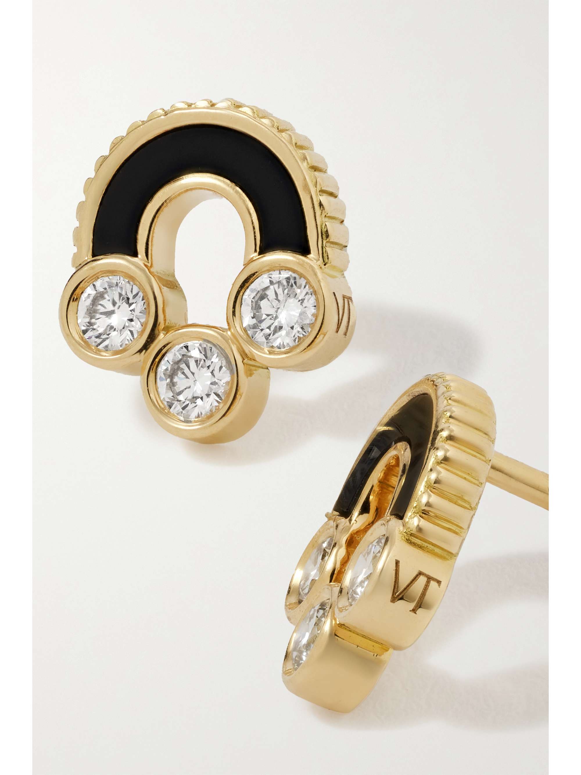 VILTIER Magnetic 18-karat gold, turquoise and diamond earrings