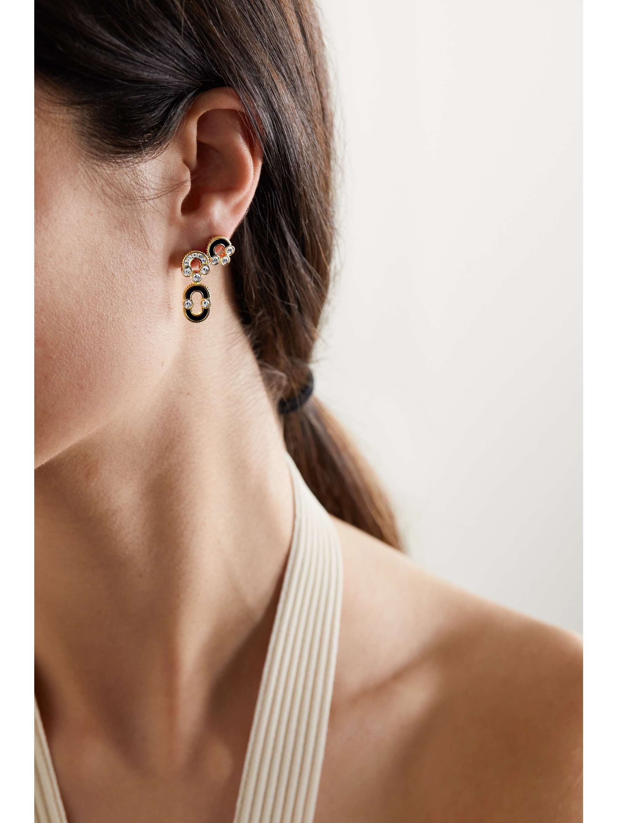 VILTIER Magnetic 18-karat gold, turquoise and diamond earrings