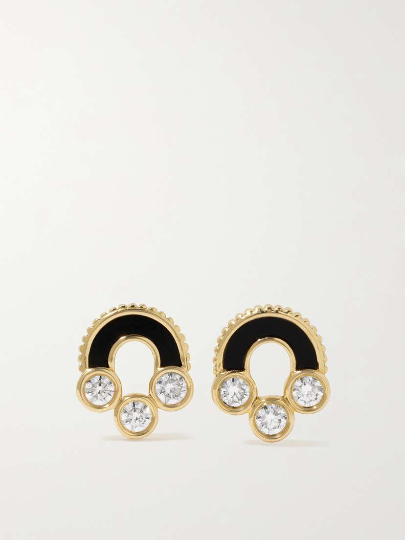 Viltier Magnetic 18-karat Gold, Onyx And Diamond Earrings