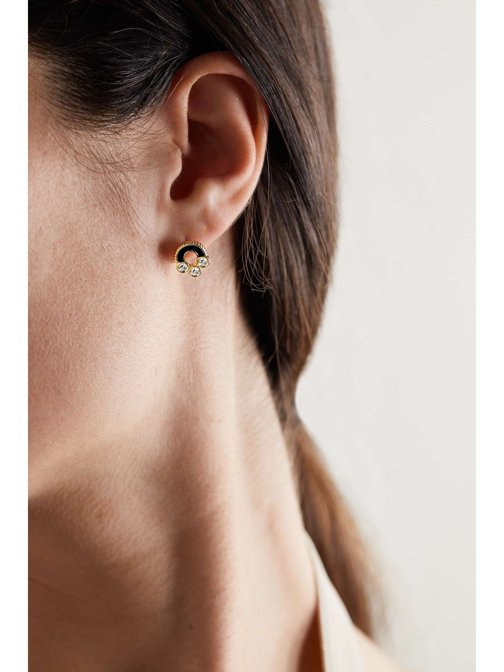 VILTIER Magnetic 18-karat gold, turquoise and diamond earrings