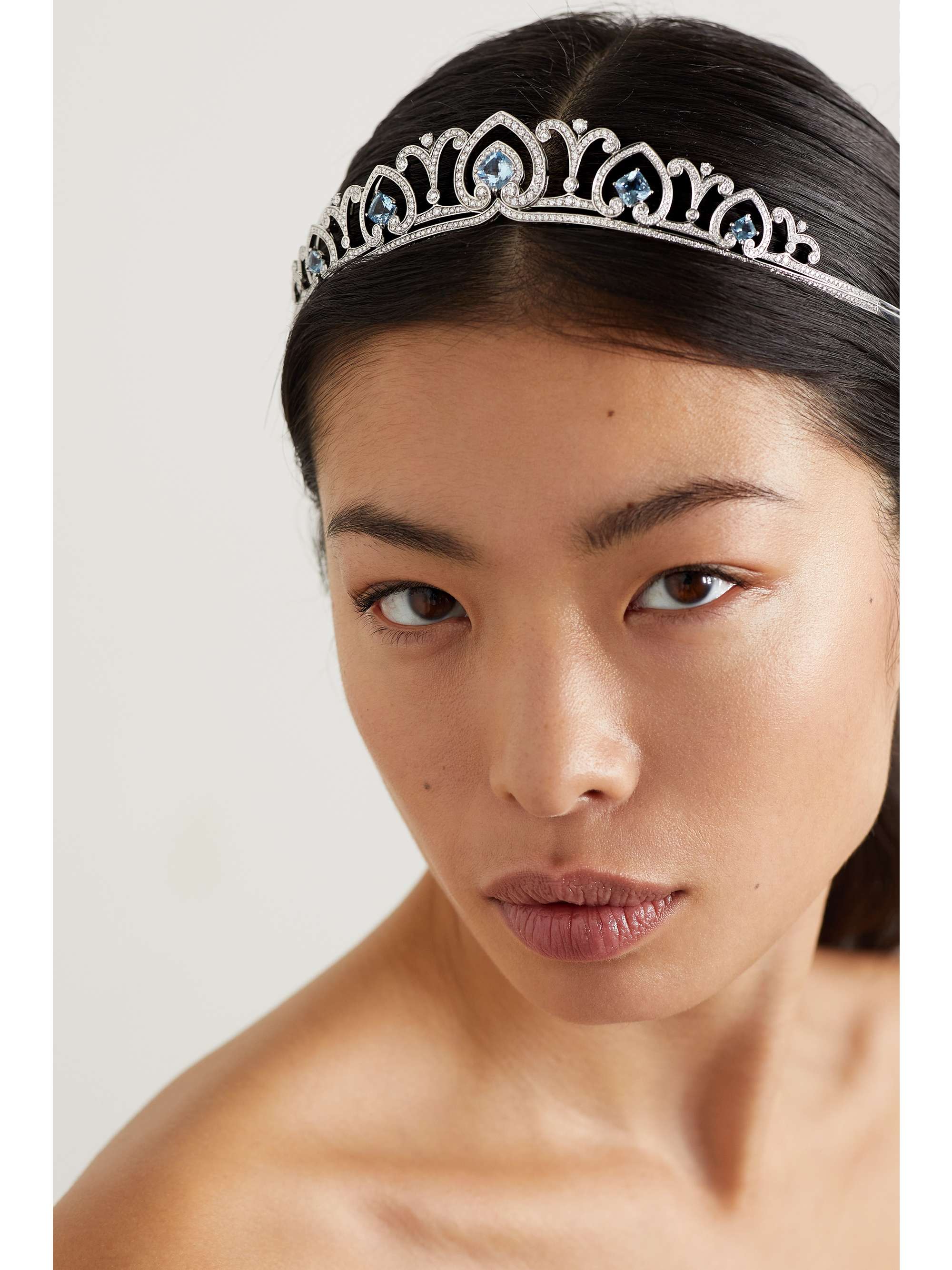 GARRARD Catherine 18-karat white gold, aquamarine and diamond tiara