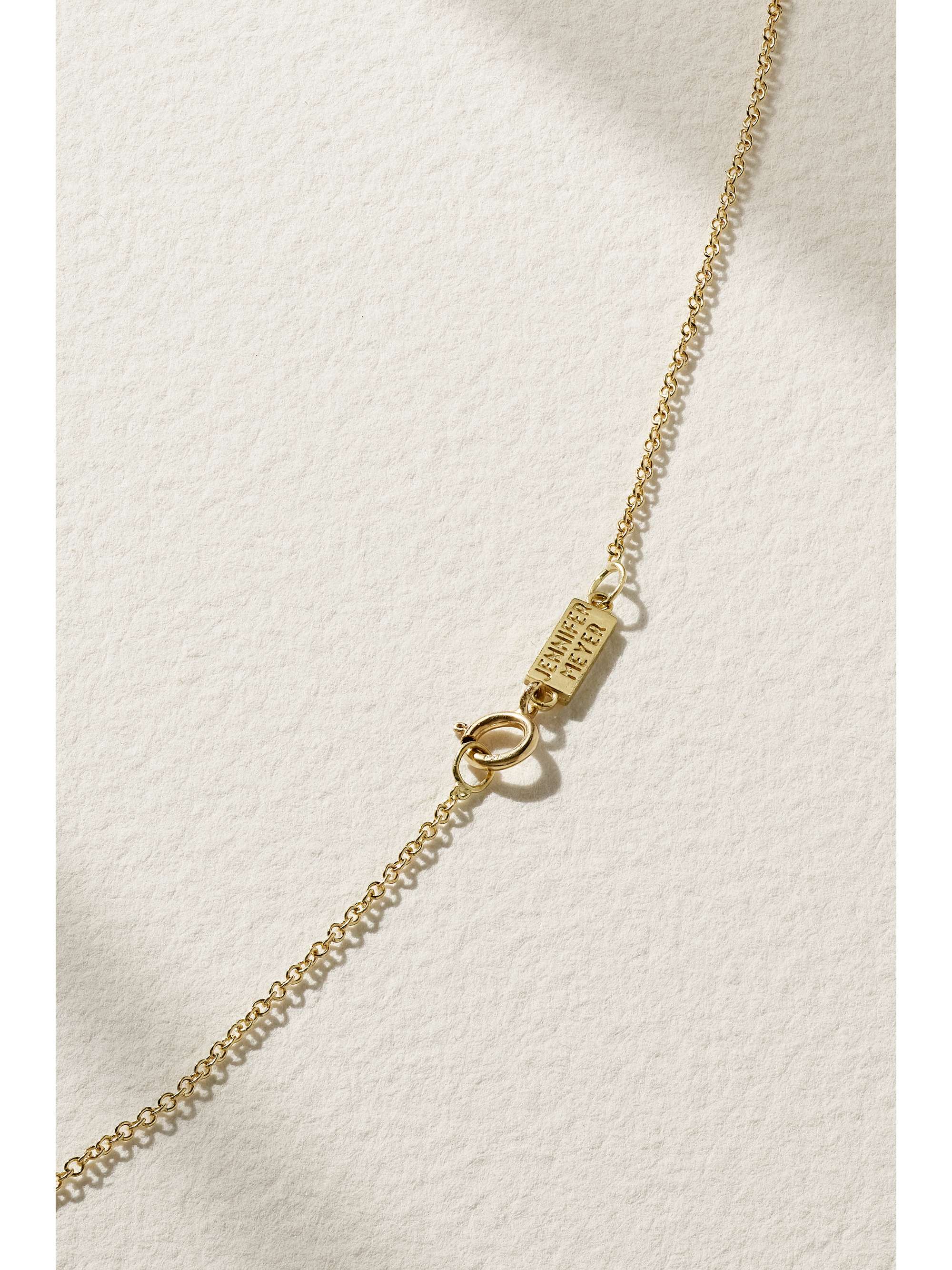 JENNIFER MEYER Mini Flower 18-karat gold, pearl and diamond necklace ...