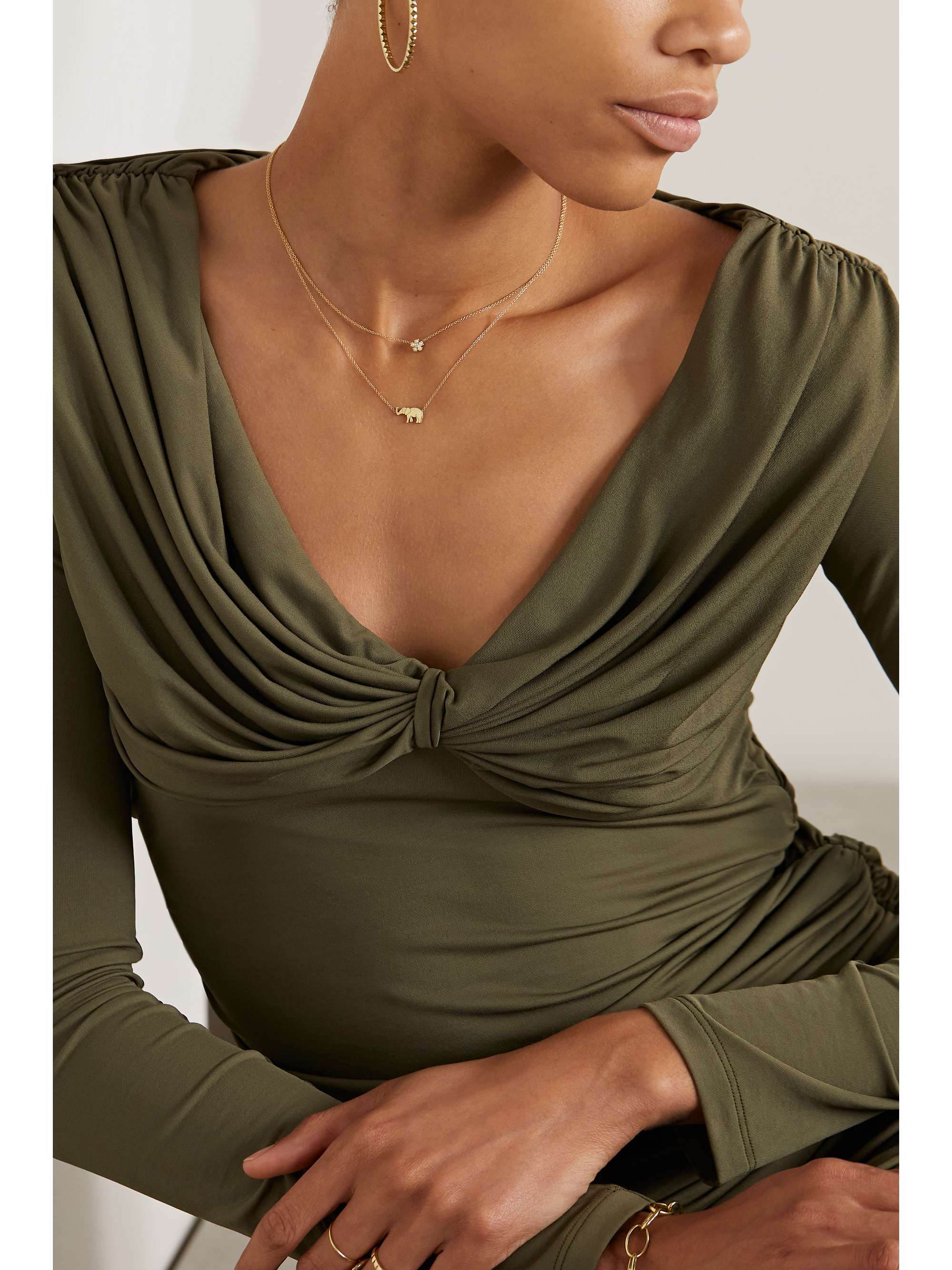 JENNIFER MEYER Mini Flower 18-karat gold, pearl and diamond necklace