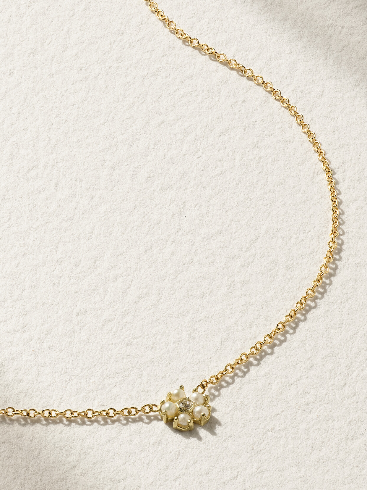 Jennifer Meyer Mini Flower 18-karat Gold, Pearl And Diamond Necklace