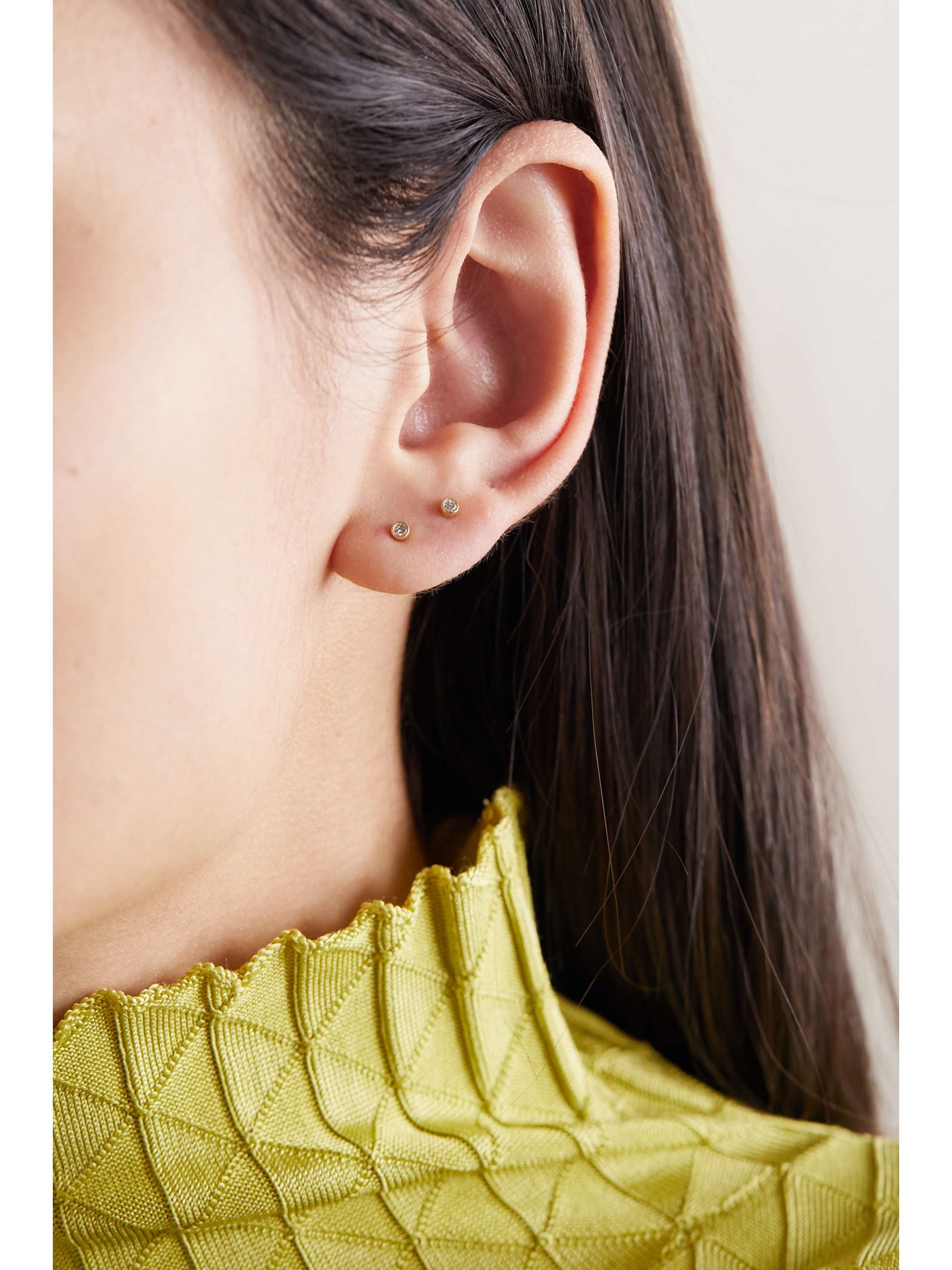 JENNIFER MEYER Mini Bezel 18-karat gold diamond earrings