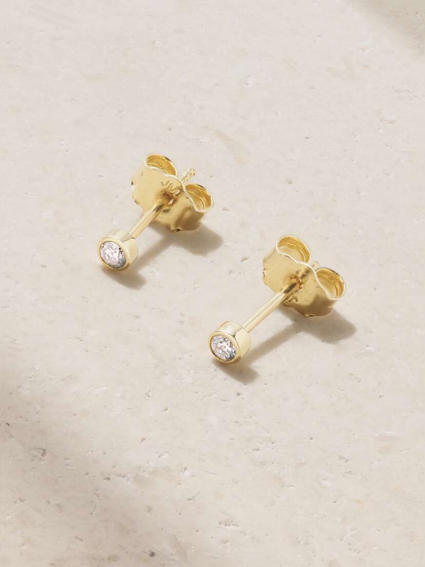 Jennifer Meyer Mini Bezel 18-karat Gold Diamond Earrings