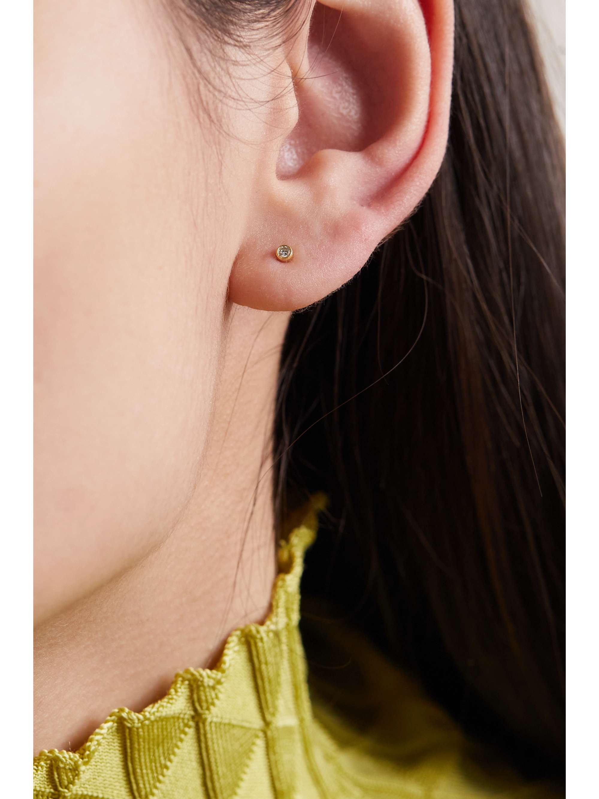 JENNIFER MEYER Mini Bezel 18-karat gold diamond earrings