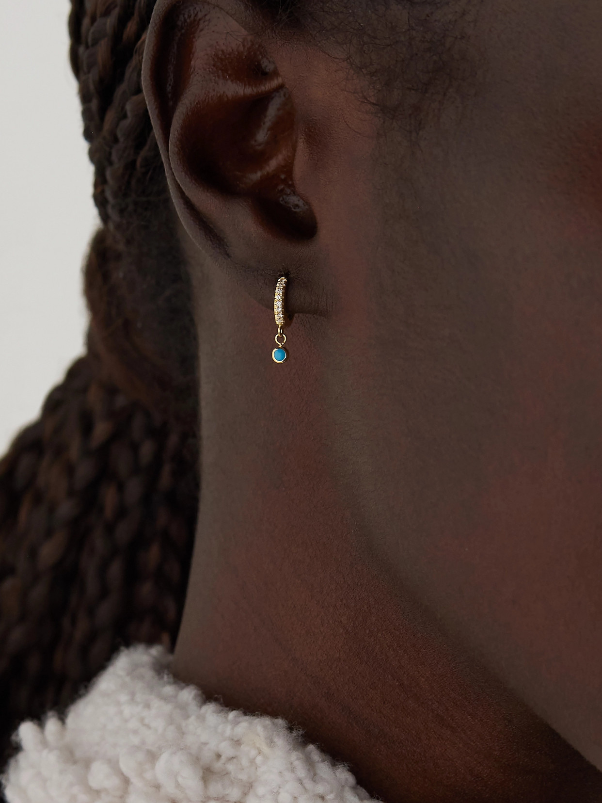 Jennifer Meyer 18-karat Gold, Diamond And Turquoise Hoop Earrings In Gold