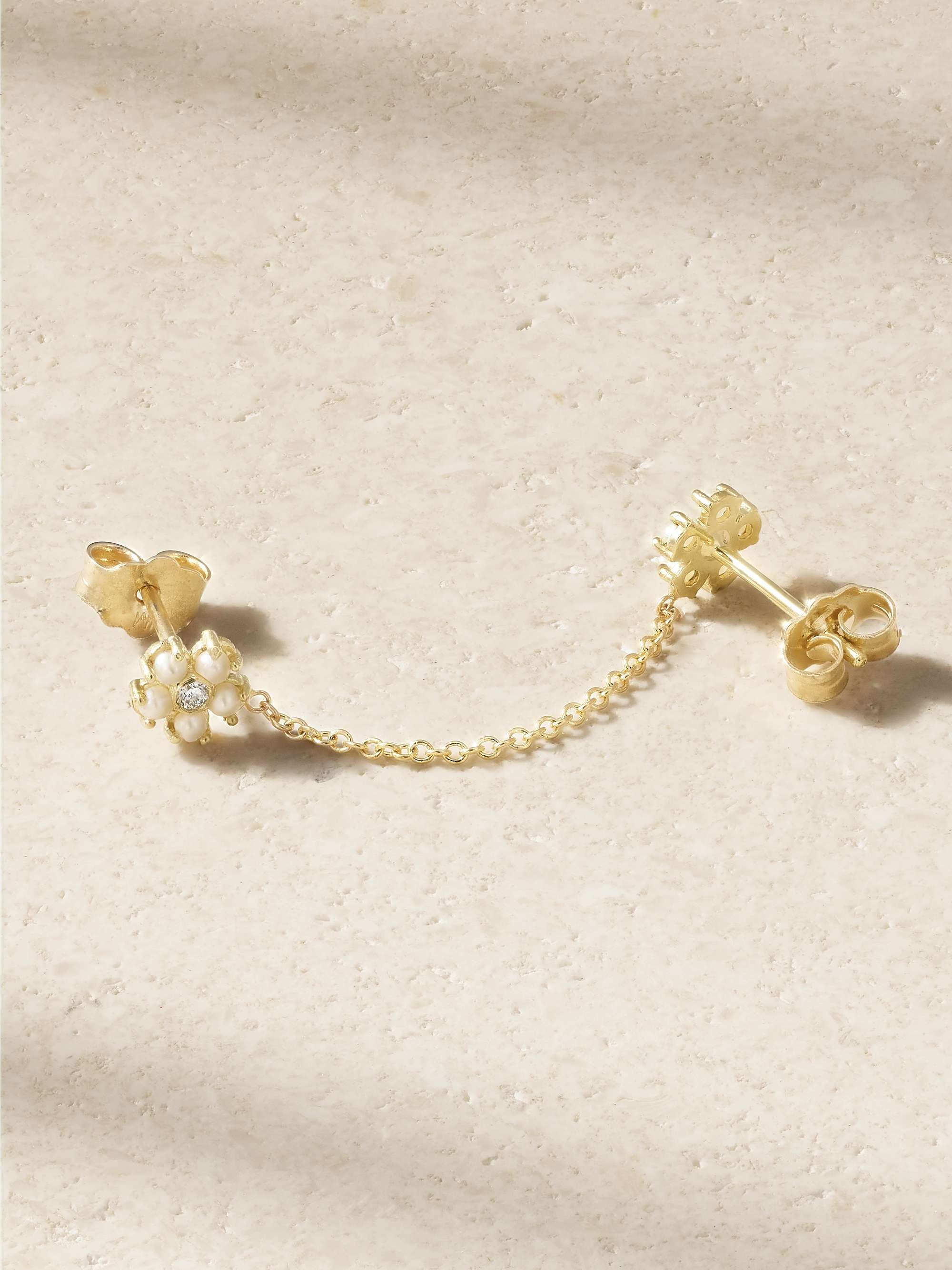 JENNIFER MEYER Flower 18-karat gold, pearl and diamond earring