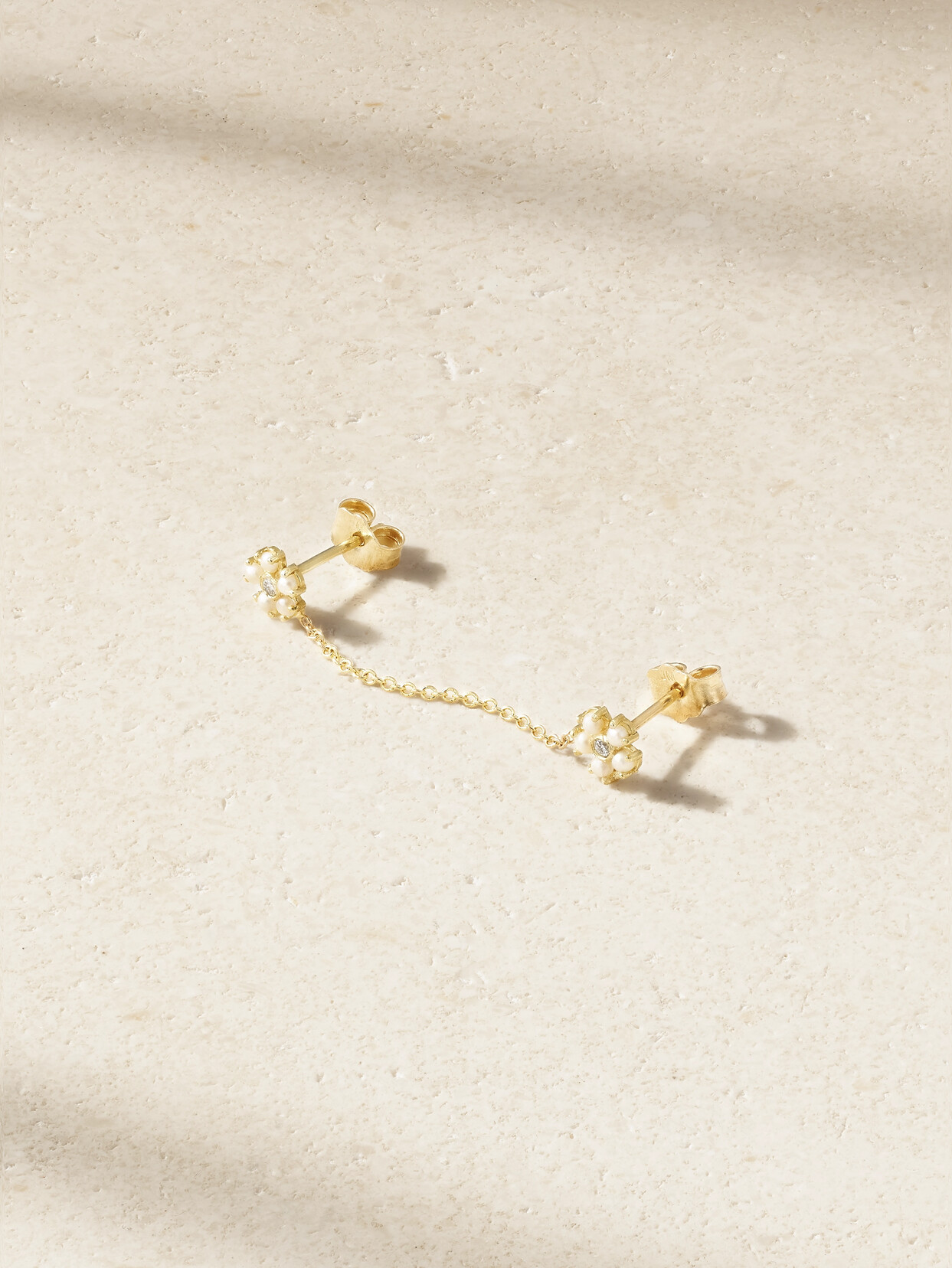 Jennifer Meyer Flower 18-karat Gold, Pearl And Diamond Earring