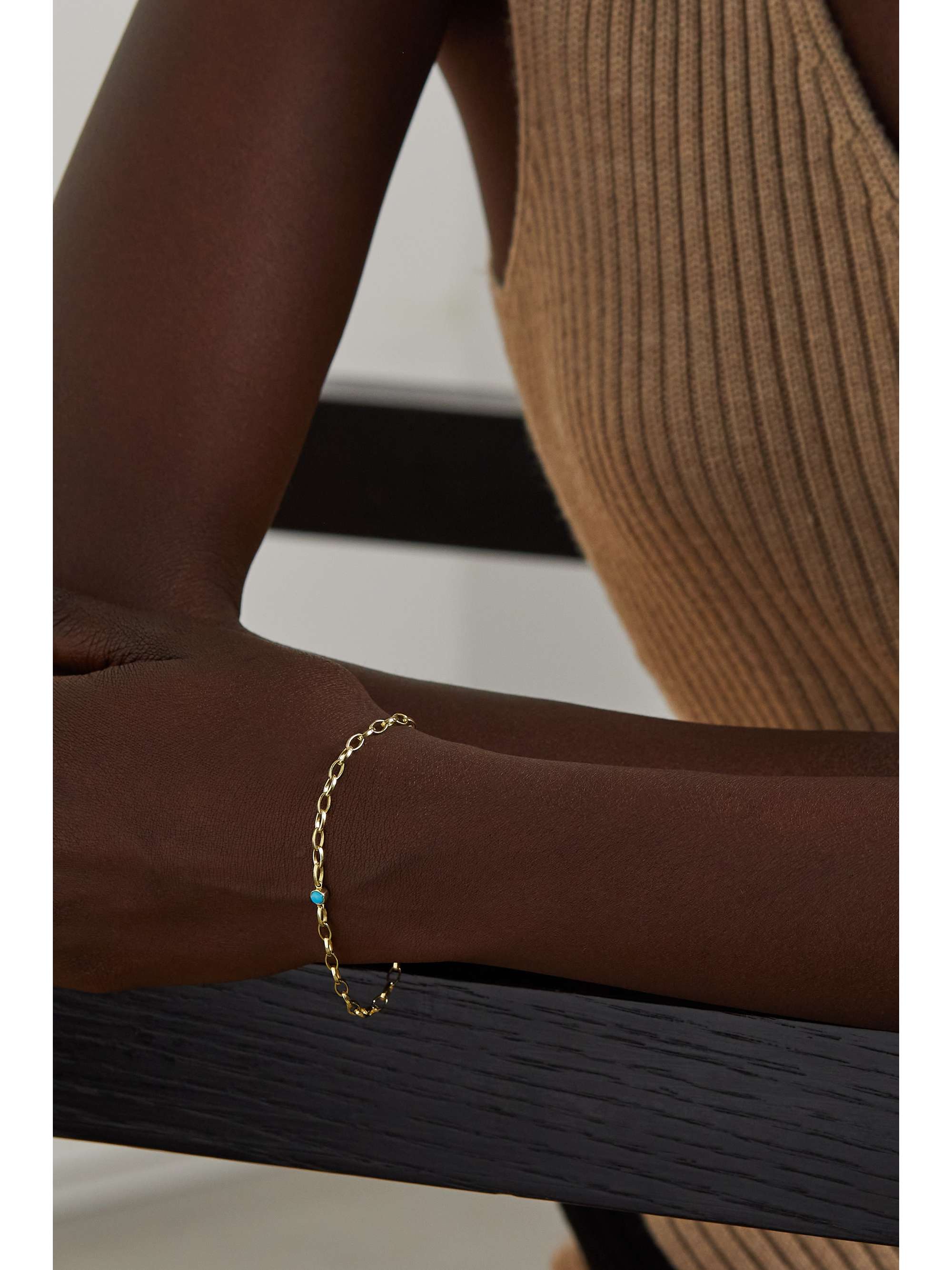 JENNIFER MEYER Small Edith 18-karat gold turquoise bracelet