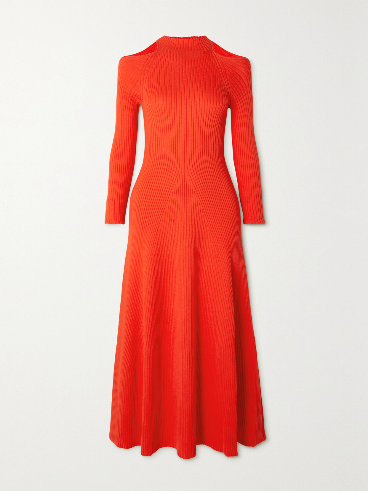 A.W.A.K.E. MODE - Cold-shoulder Ribbed Jersey Midi Dress - Red