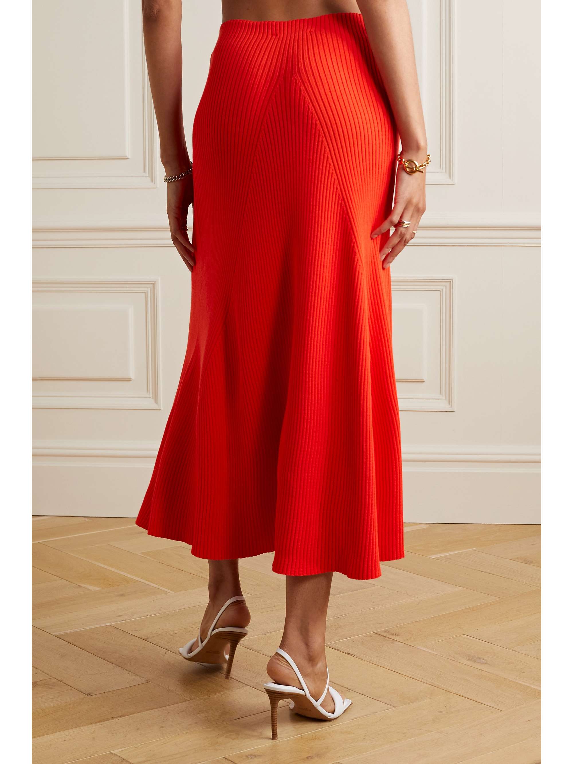 A.W.A.K.E. MODE Ribbed-knit midi skirt