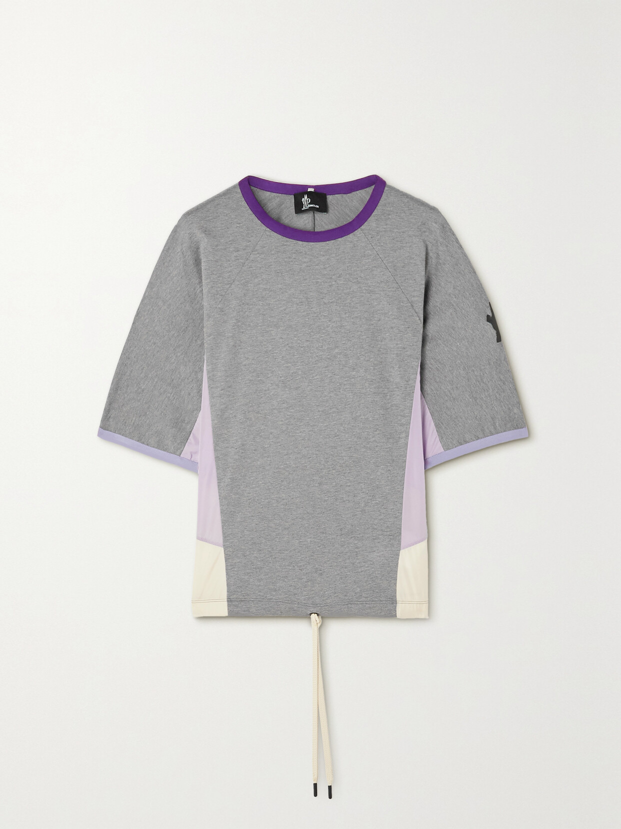 Moncler Grenoble - Shell-trimmed Cotton-jersey T-shirt - Gray