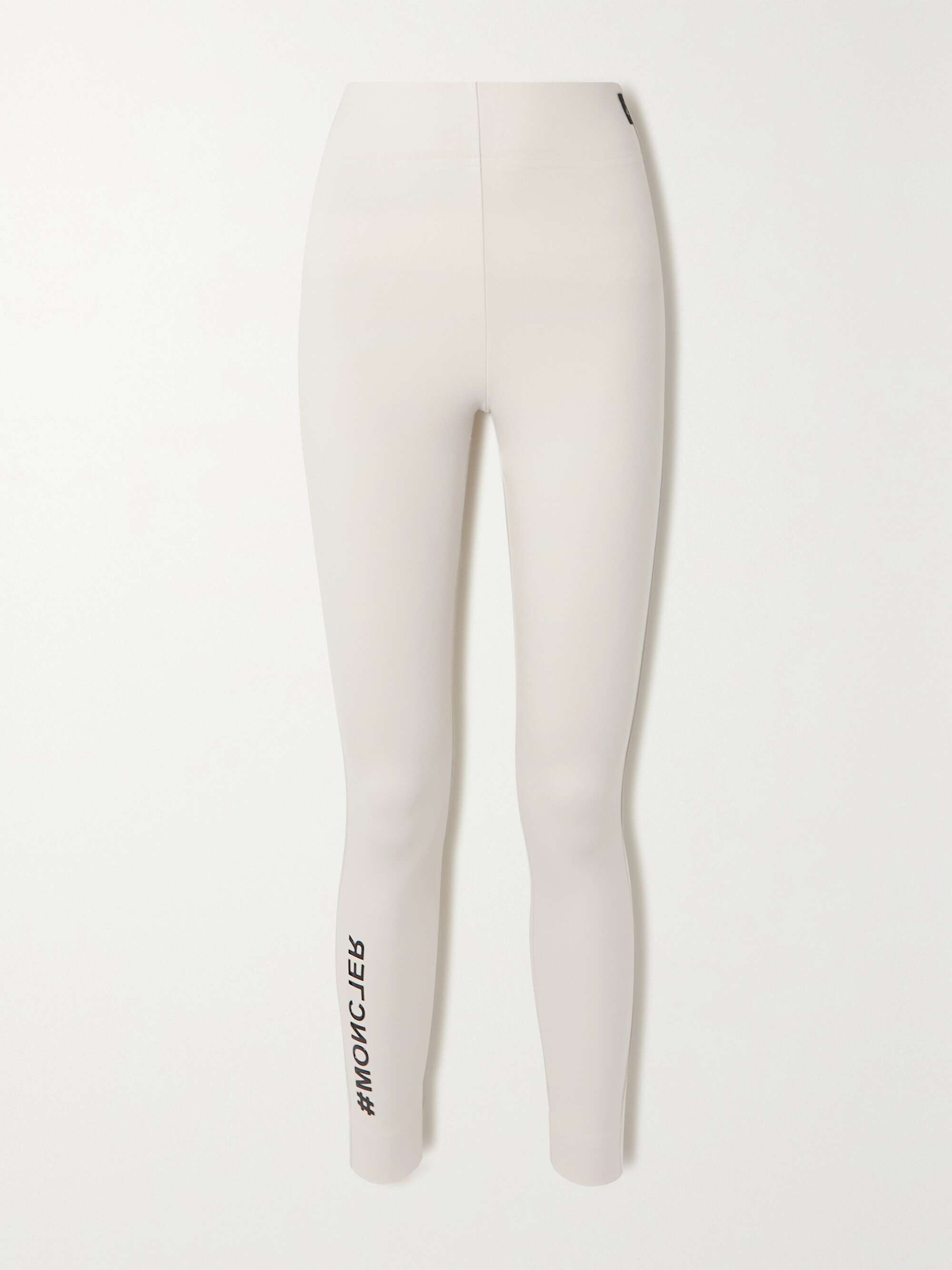 Black High-rise stretch-jersey leggings, Moncler