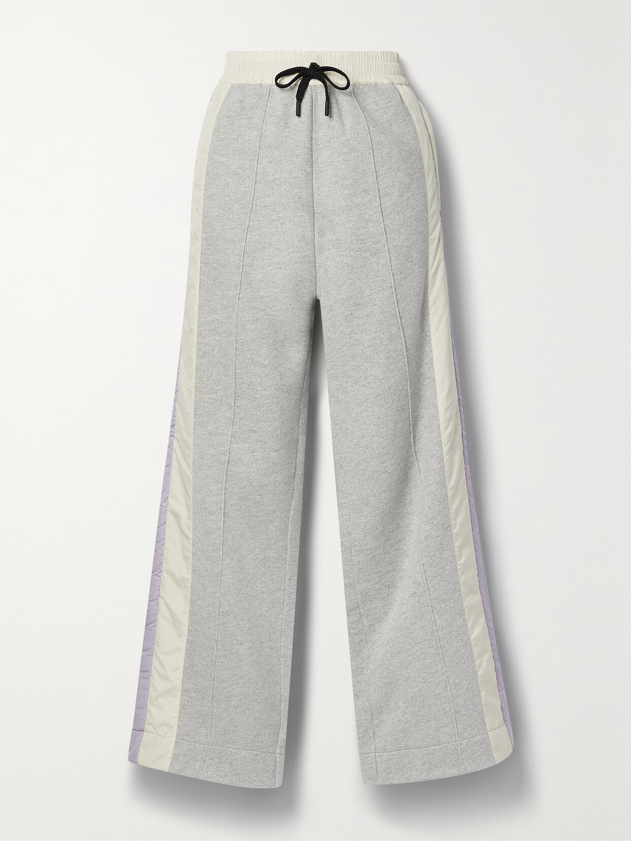 Shop Moncler Shell-trimmed Cotton-blend Jersey Track Pants In Gray