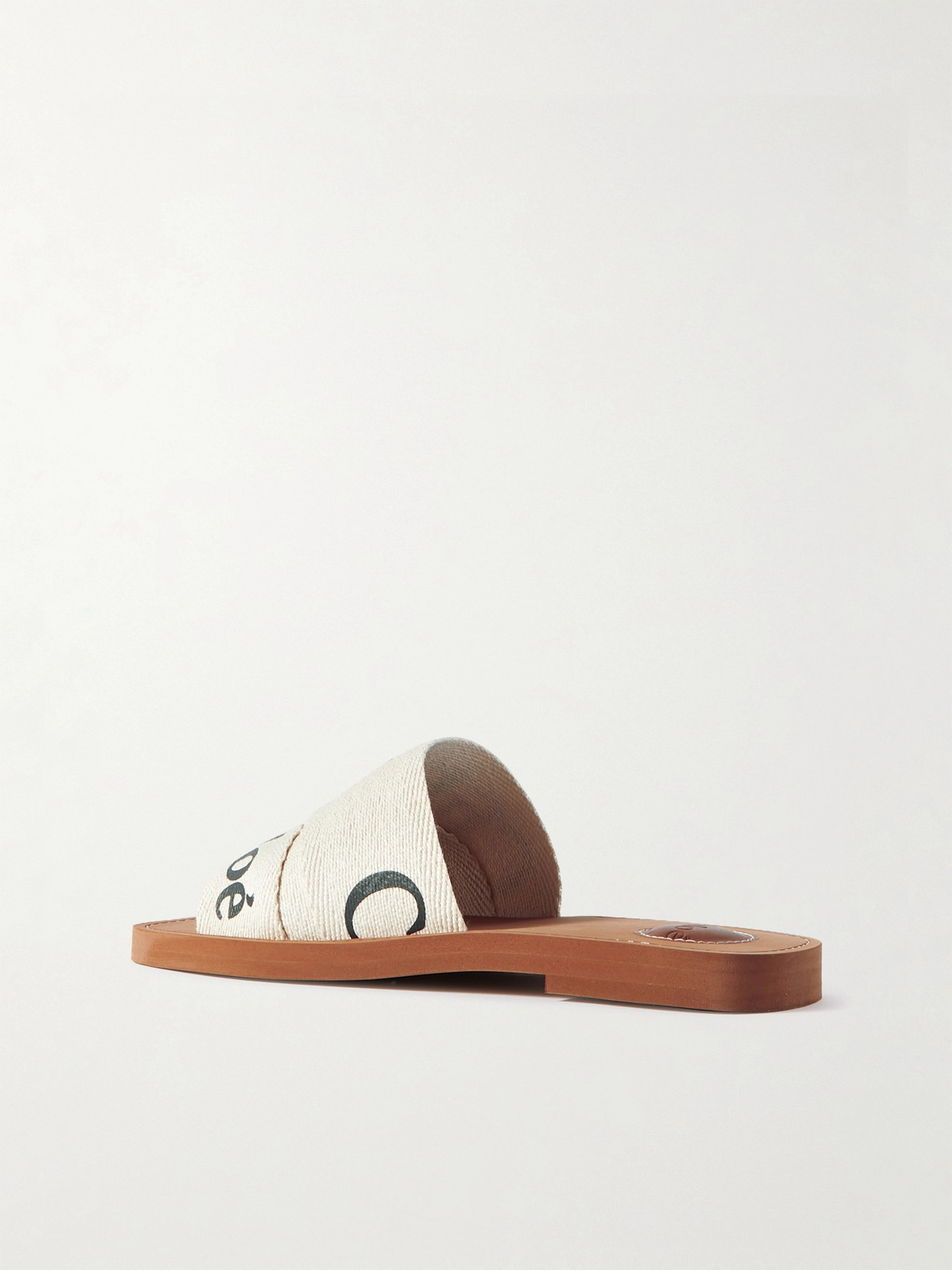 Shop Chloé Woody Logo-print Canvas Slides In White