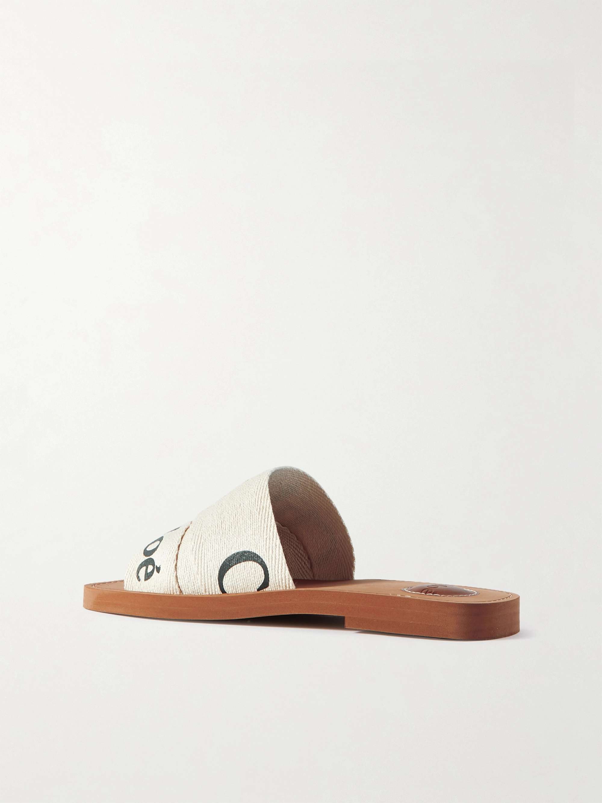 CHLOÉ Woody logo-print canvas slides