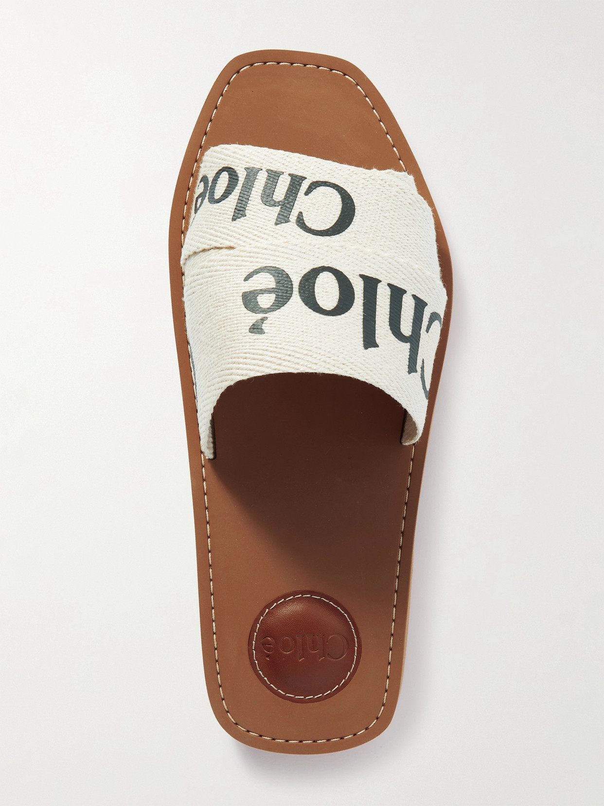 Shop Chloé Woody Logo-print Canvas Slides In White