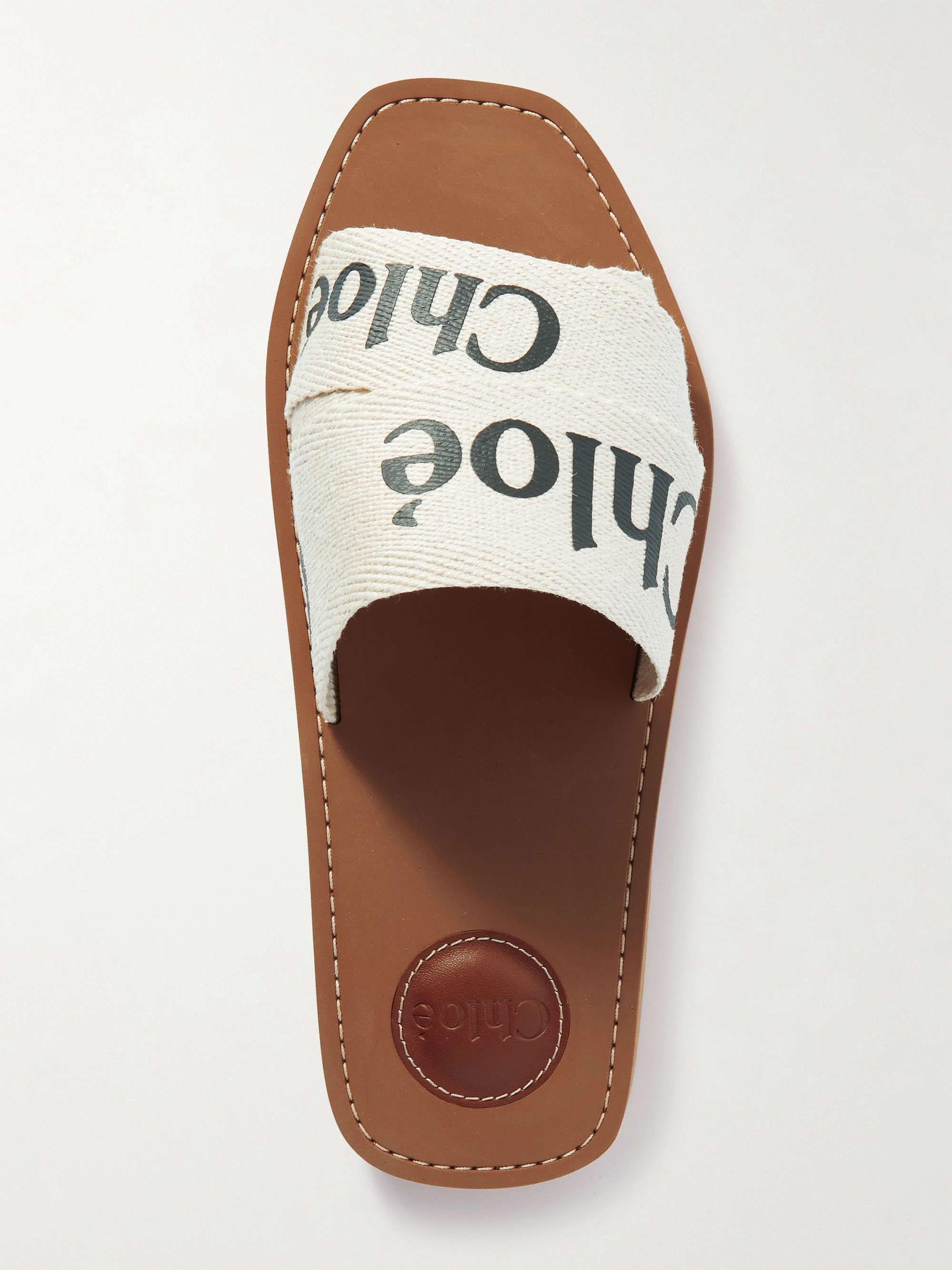 CHLOÉ Woody logo-print canvas slides