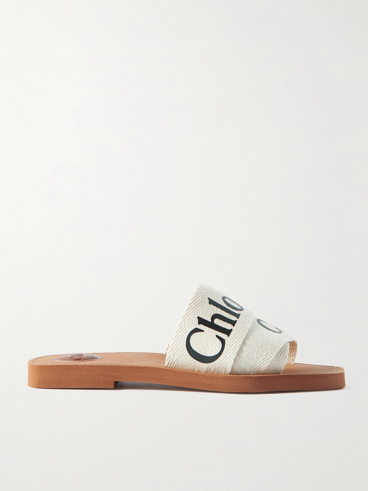 Chloé Woody Logo-print Canvas Slides In White