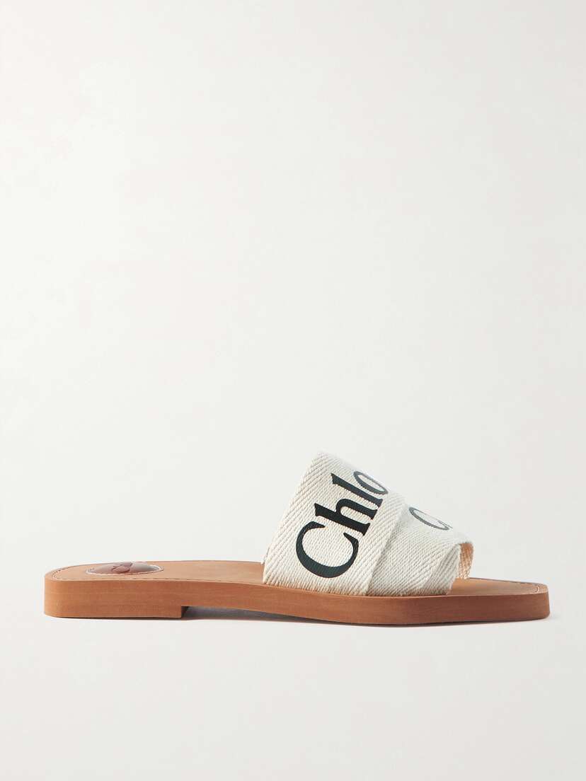 Chloé Woody Logo-print Canvas Slides