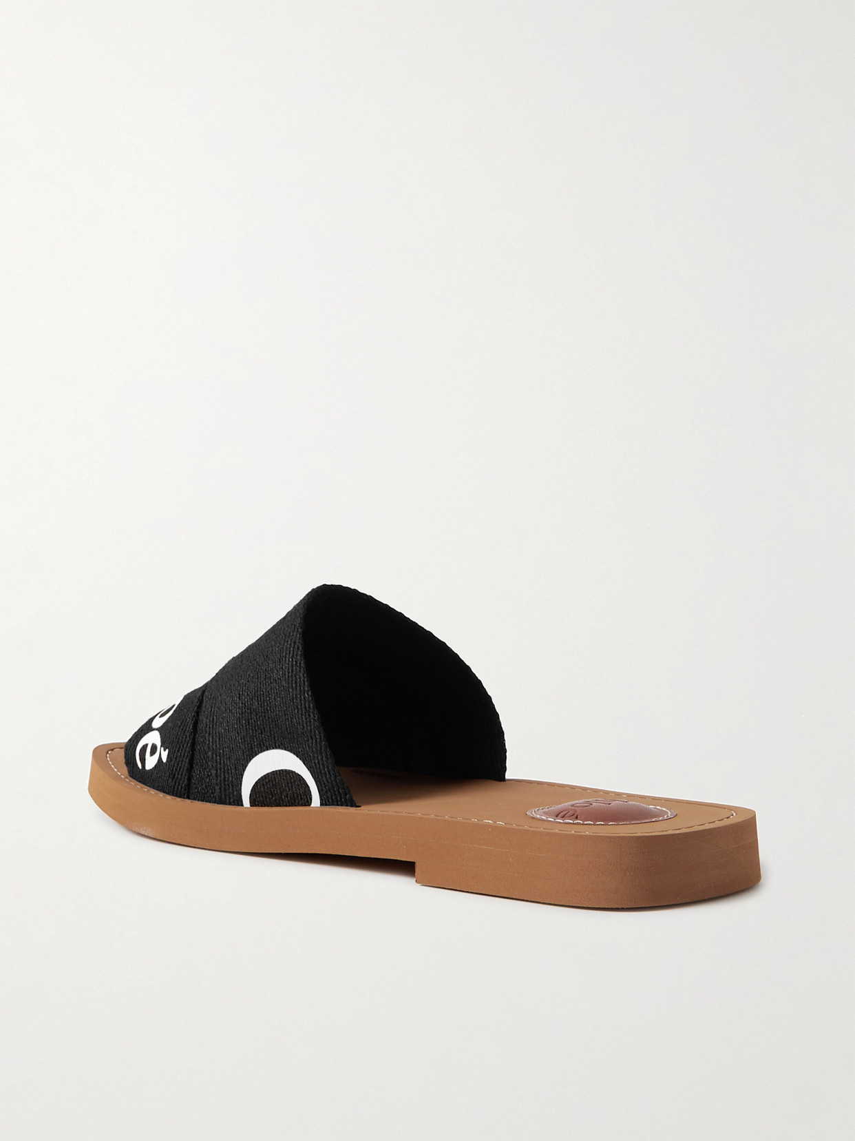 Shop Chloé Woody Logo-print Canvas Slides In Black