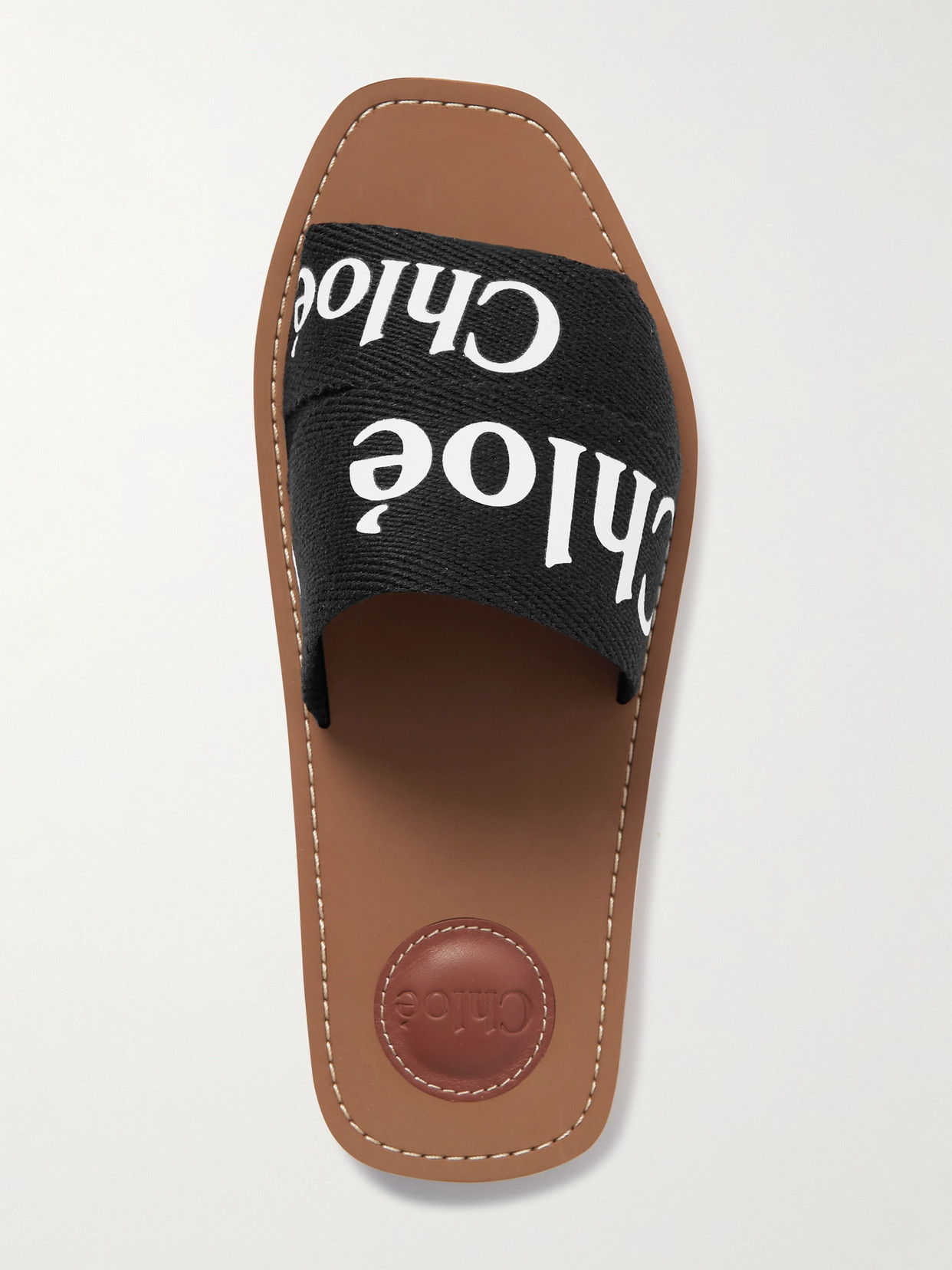 Shop Chloé Woody Logo-print Canvas Slides In Black