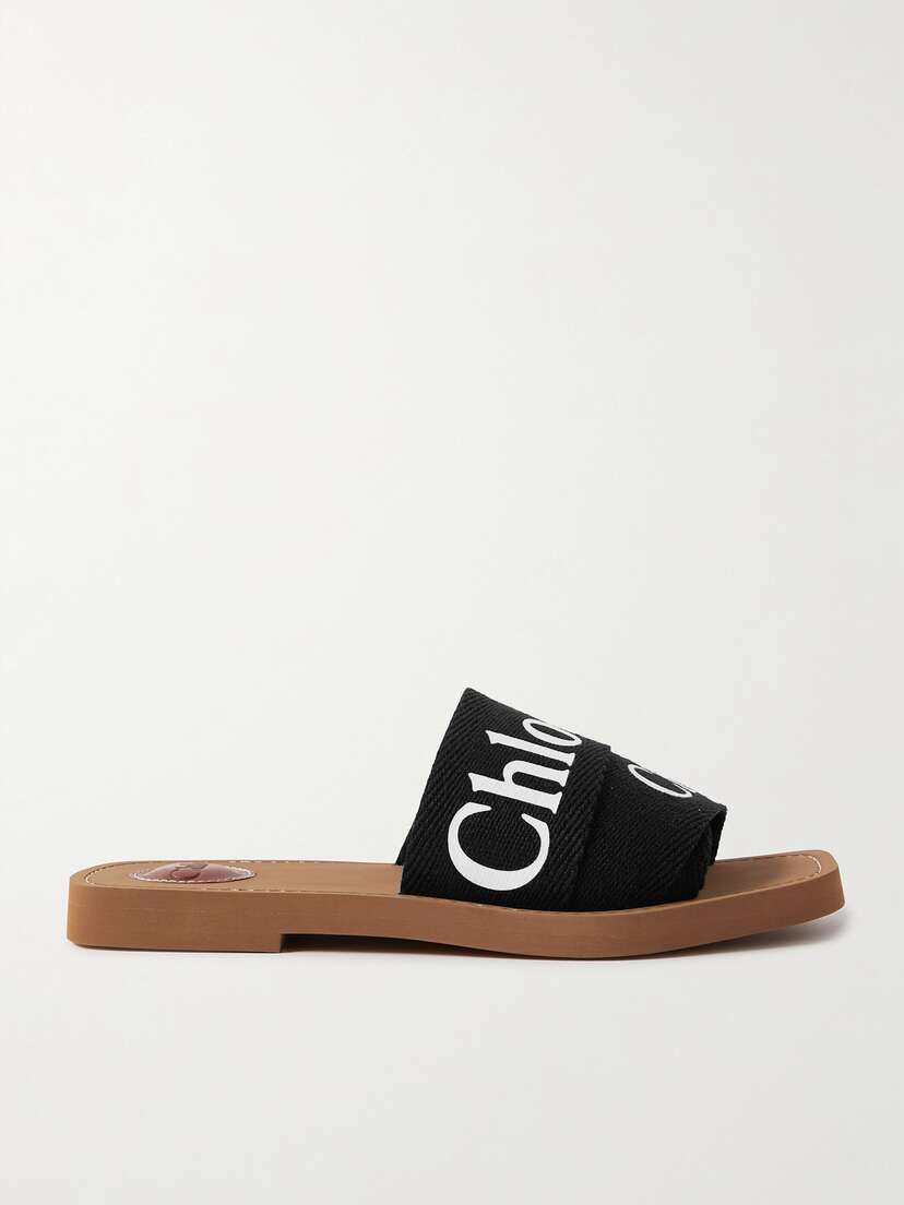 Chloé Woody Logo-print Canvas Slides