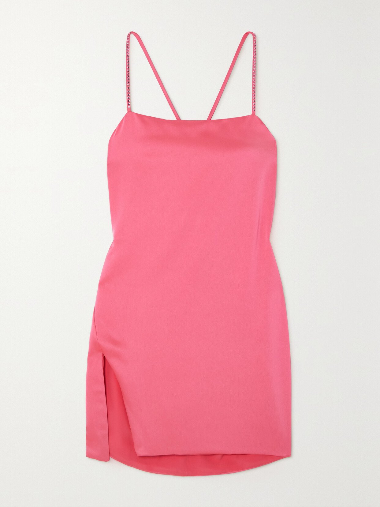 Attico Fujiko Crystal-embellished Satin Mini Dress In Pink