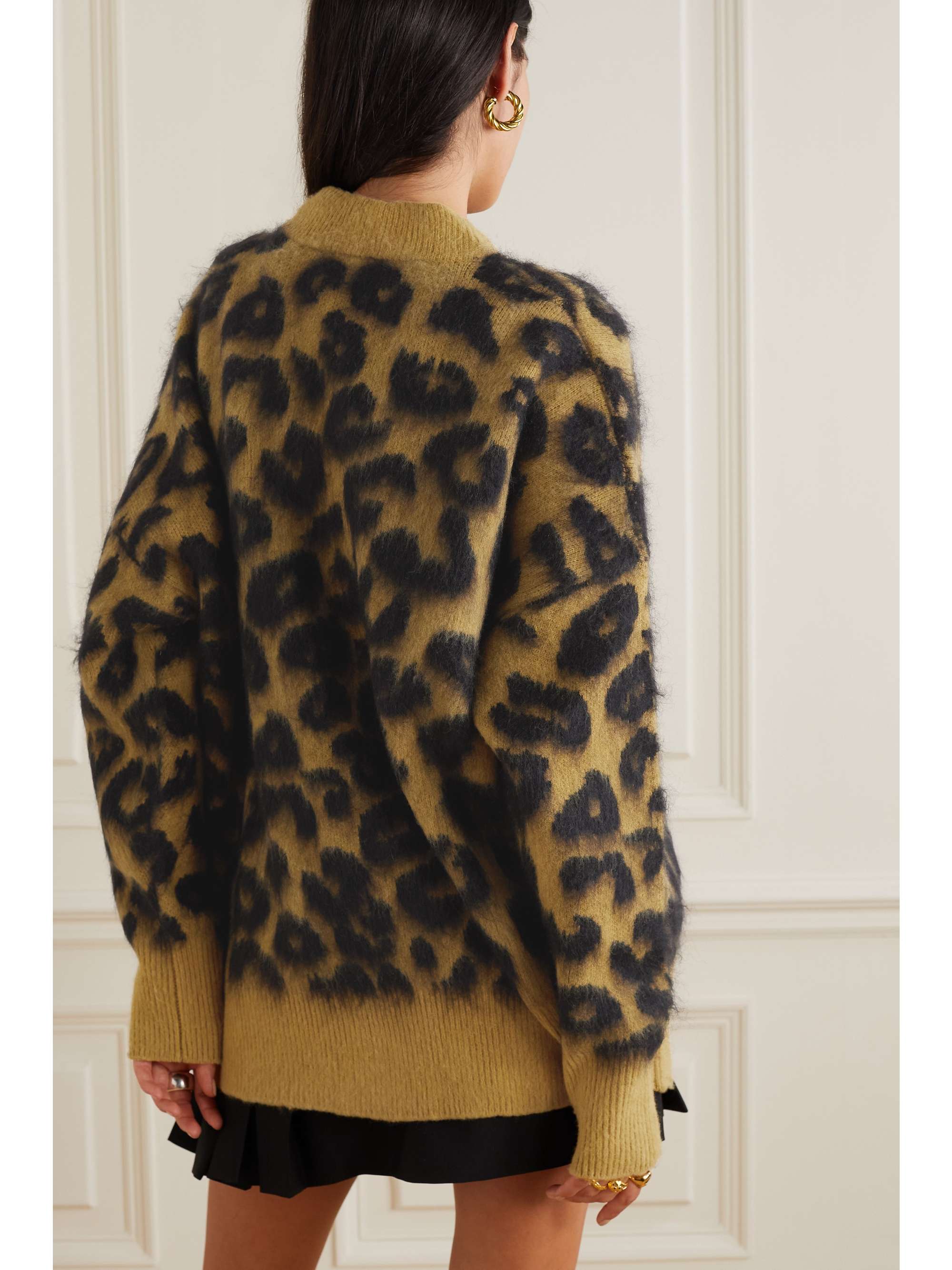 THE ATTICO Leopard-print wool-blend cardigan