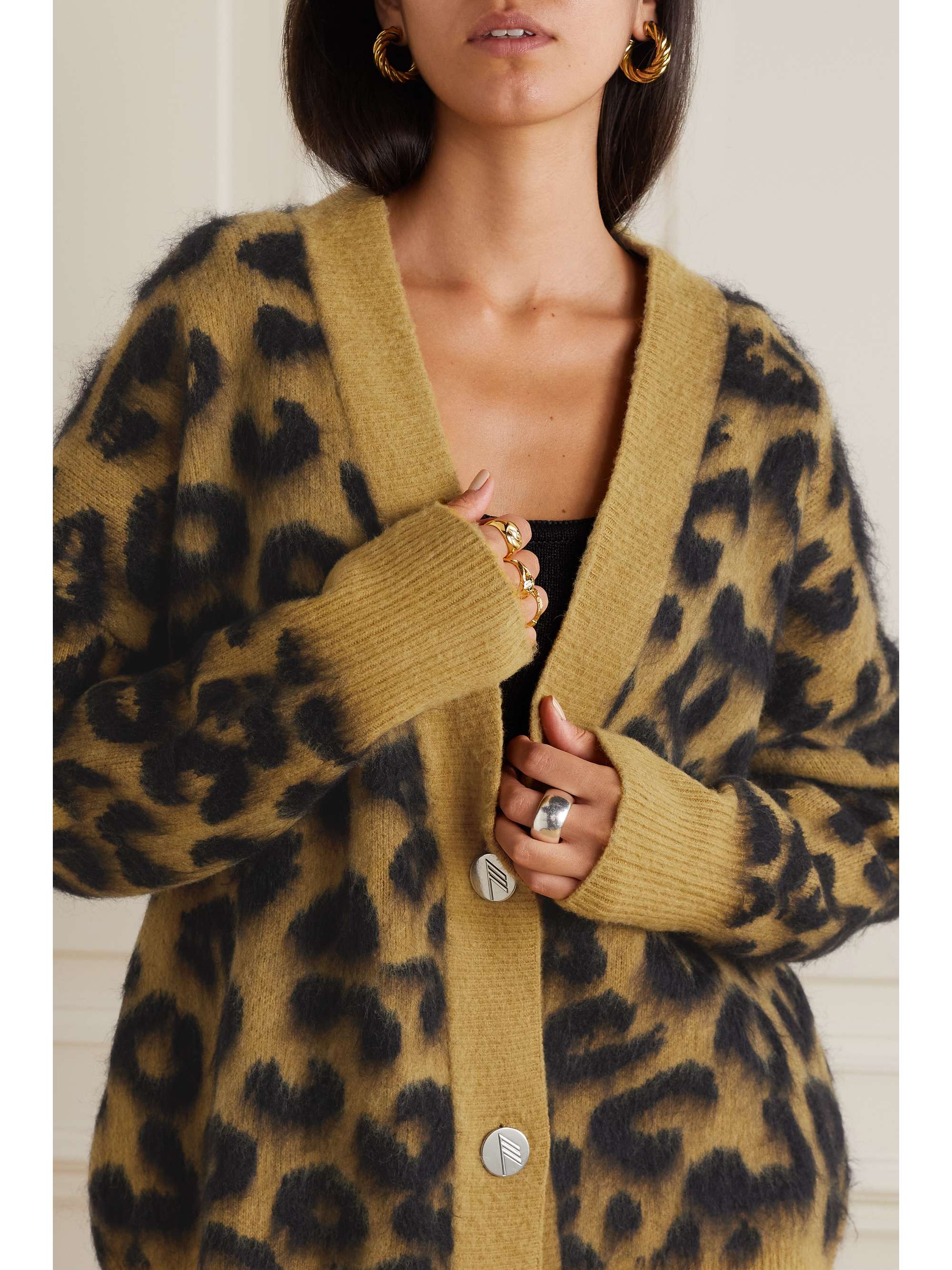 THE ATTICO Leopard-print wool-blend cardigan