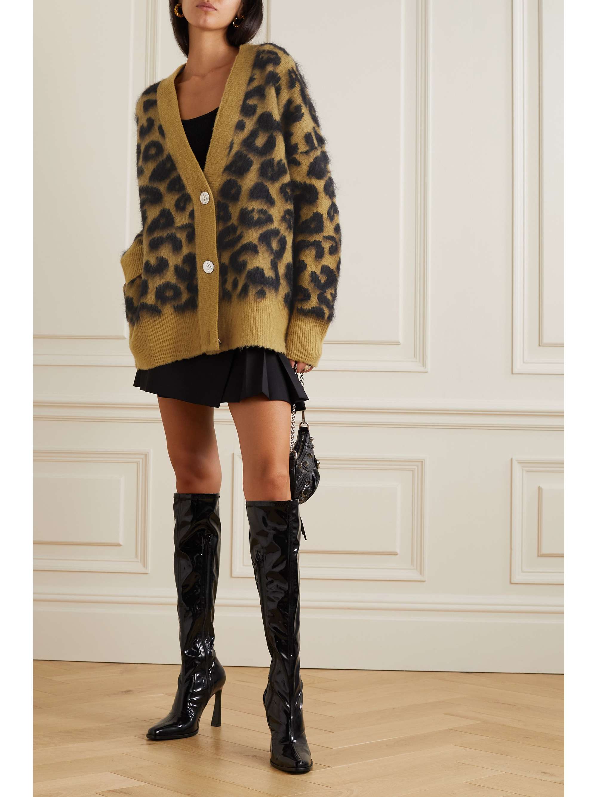 THE ATTICO Leopard-print wool-blend cardigan