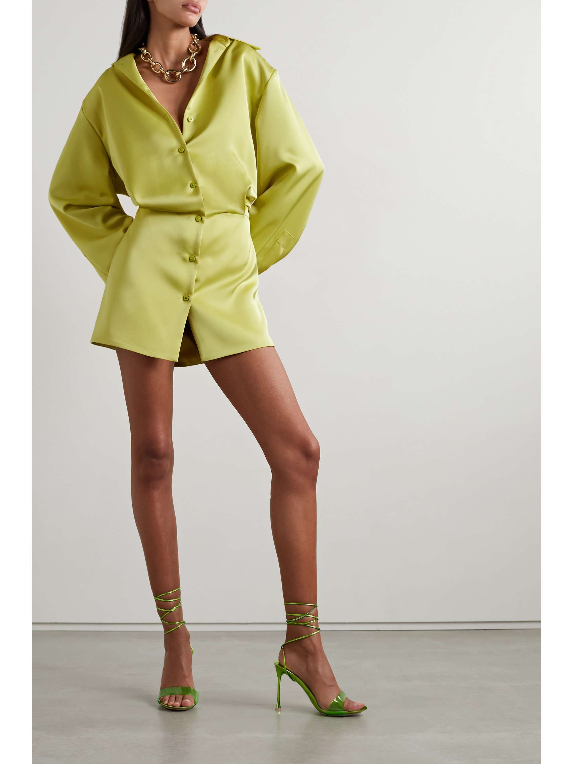 THE ATTICO Margot satin mini shirt dress