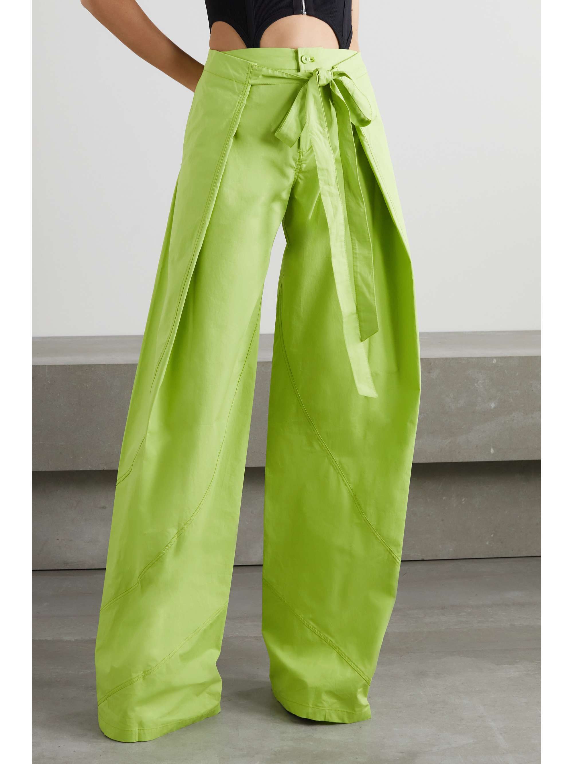 THE ATTICO Hiro layered cotton wide-leg pants