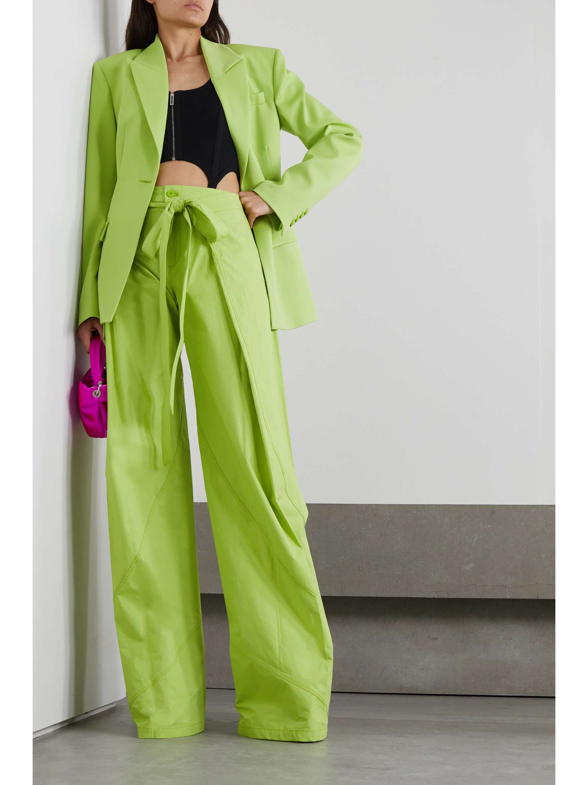 THE ATTICO Hiro layered cotton wide-leg pants