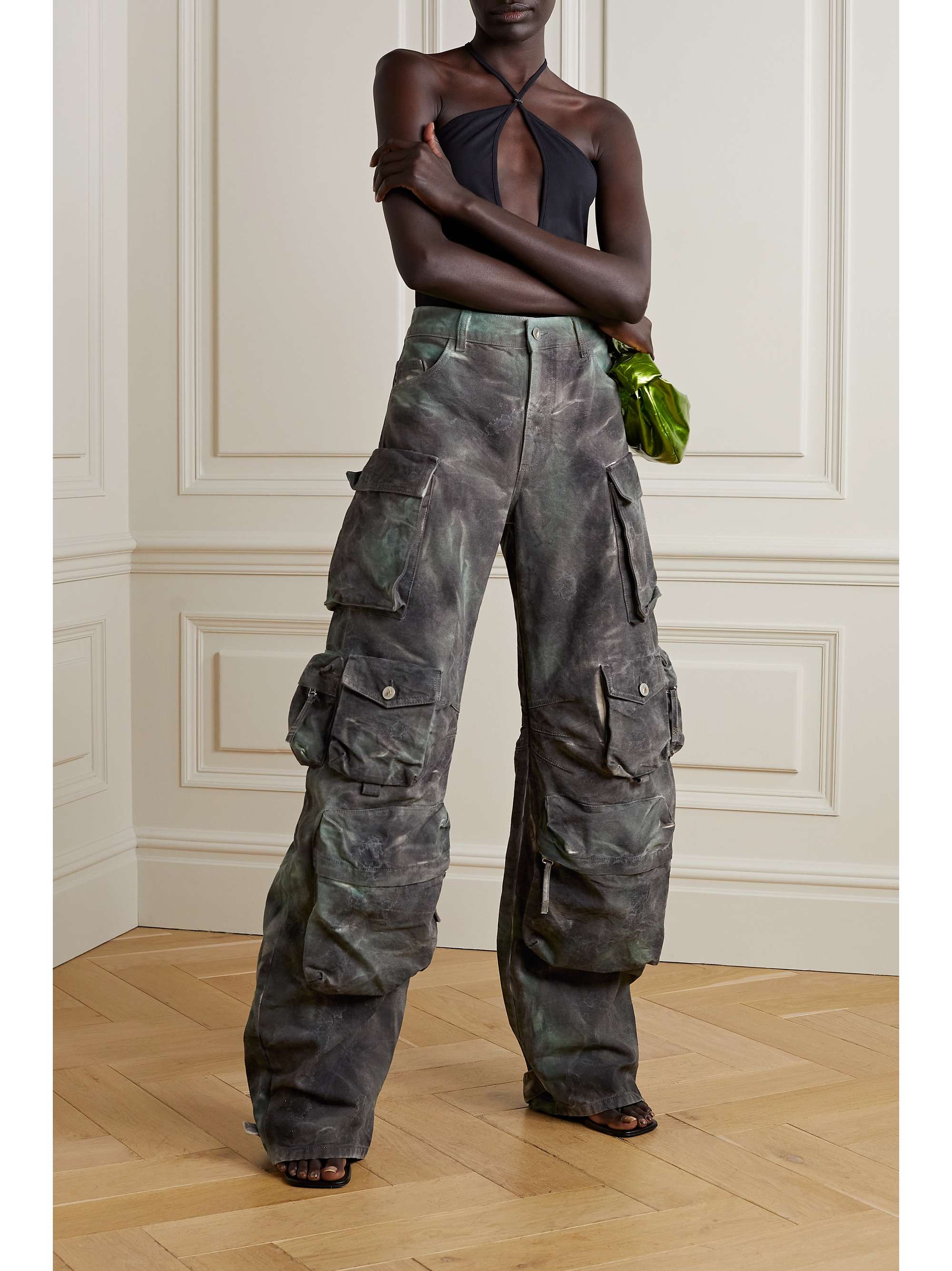 Fern printed cotton-canvas cargo pants 