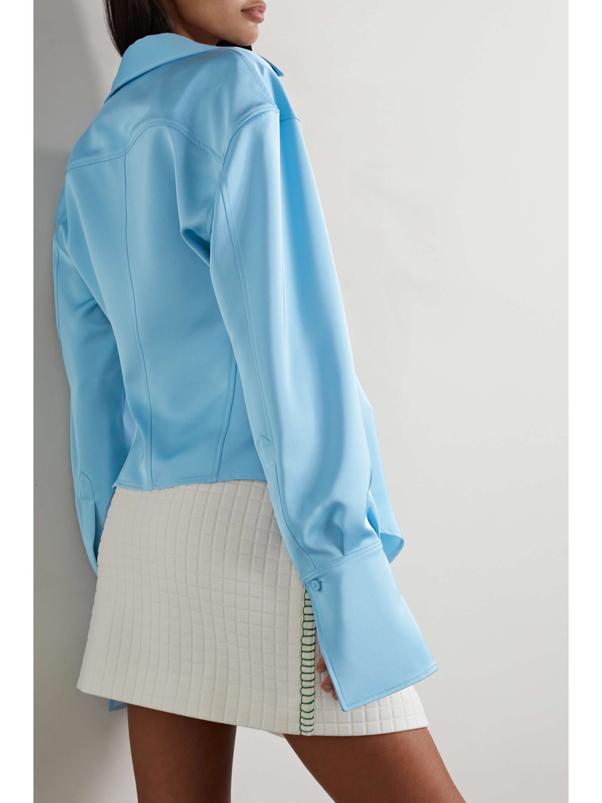 THE ATTICO Lily paneled hammered-satin shirt