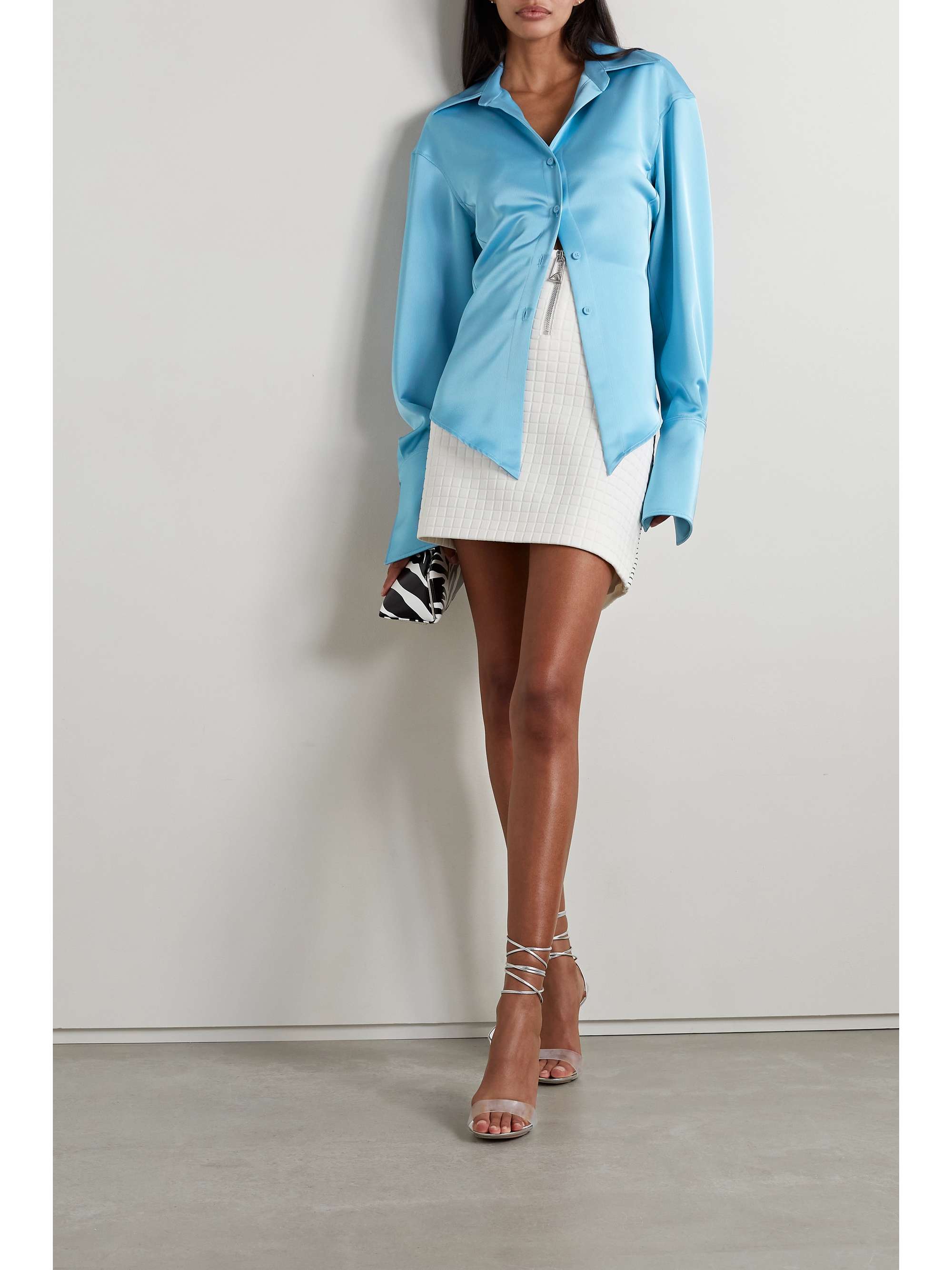 THE ATTICO Lily paneled hammered-satin shirt
