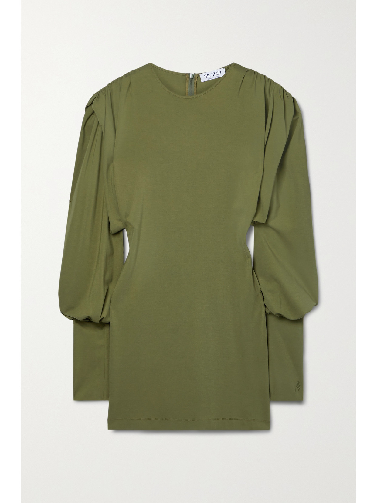 The Attico Quinn Draped Stretch-jersey Mini Dress - Green