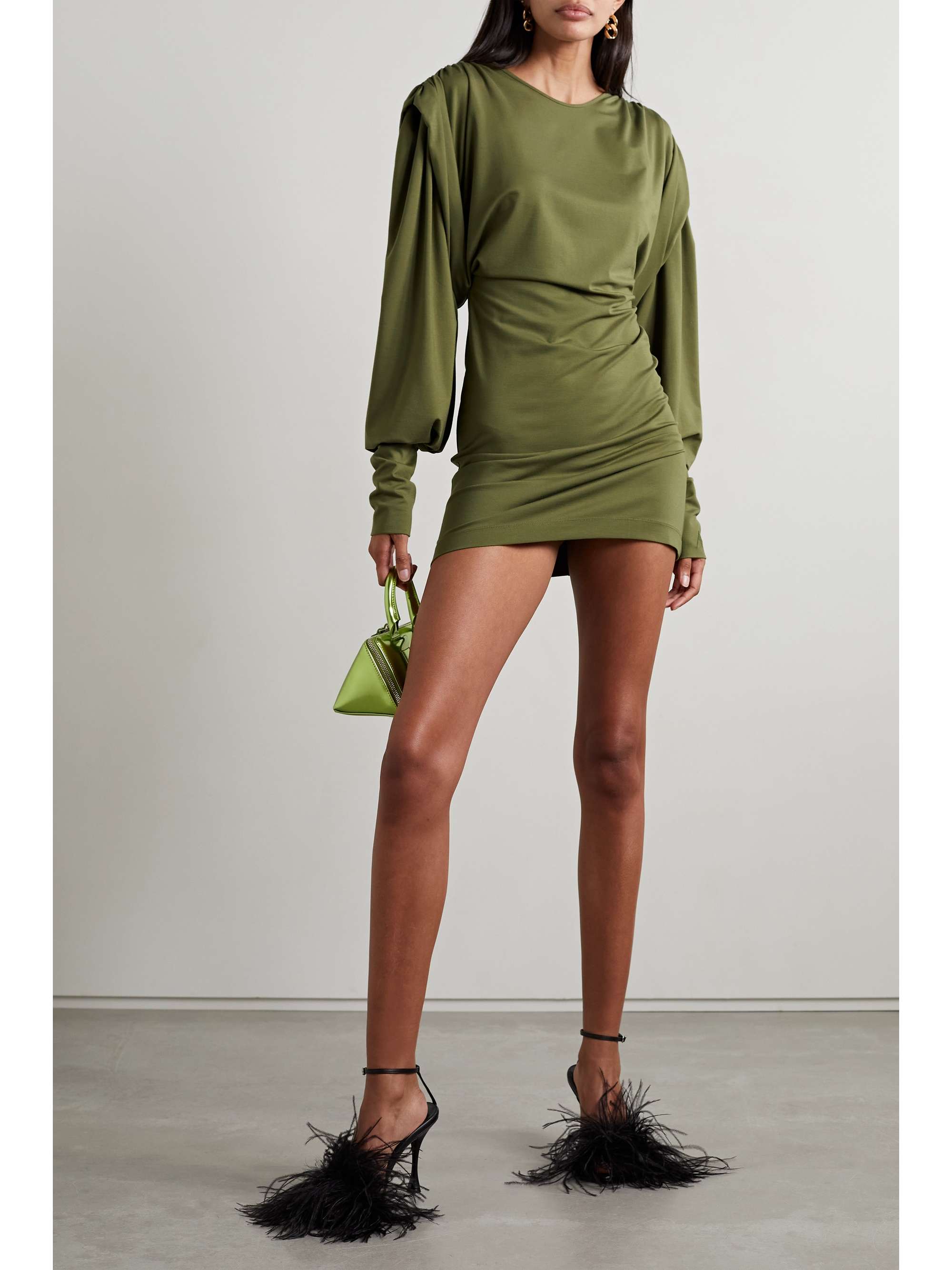 THE ATTICO Quinn draped stretch-jersey mini dress